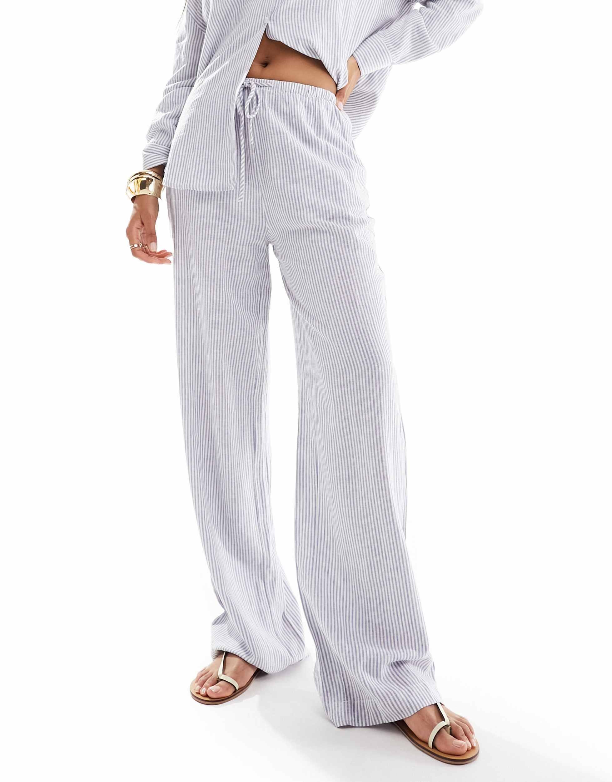 Cotton On drawstring straight leg pants in linen mix