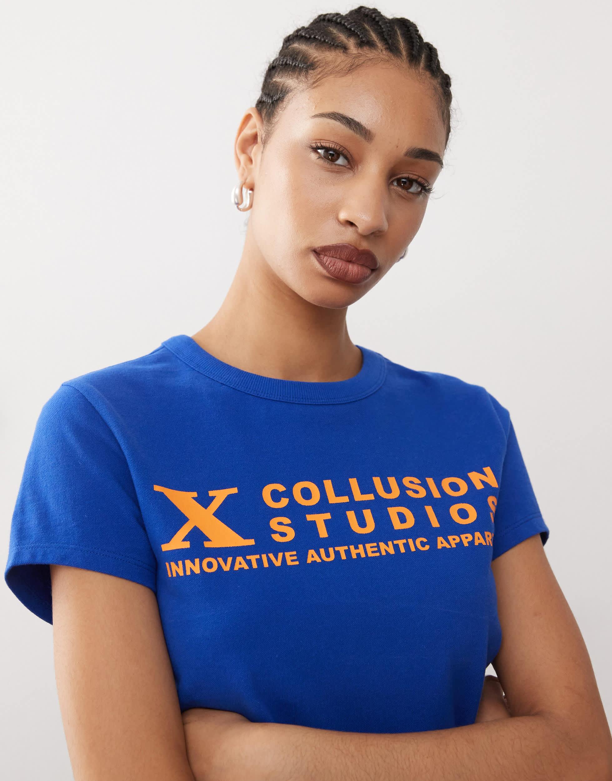 COLLUSION short sleeve shrunken t-shirt with retro logo