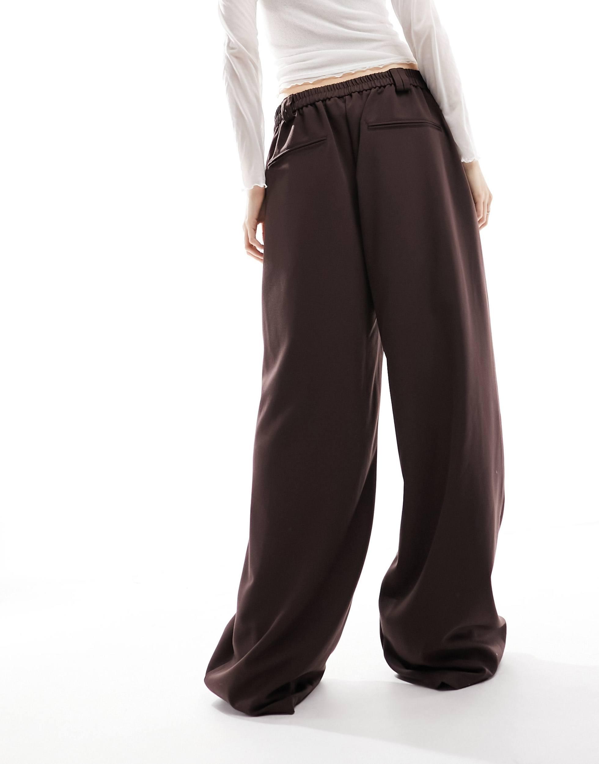 COLLUSION Unisex ultimate suit pants in dark brown - part of a set