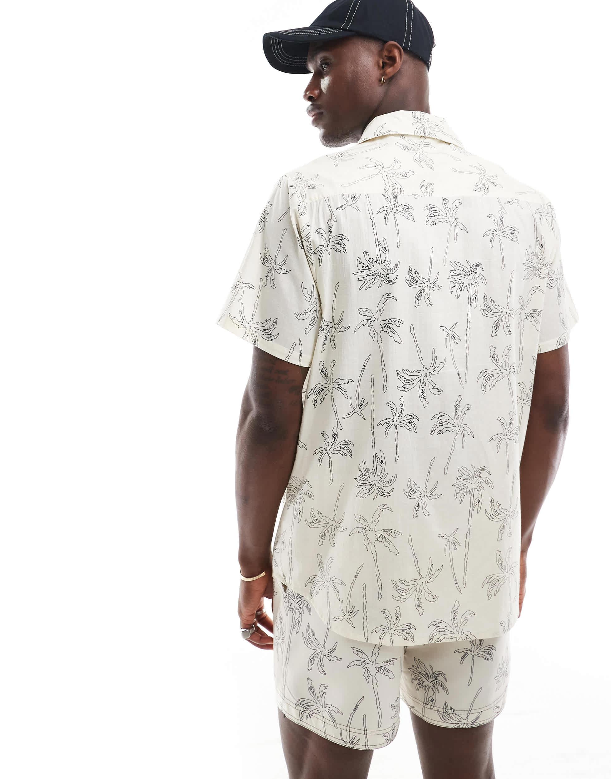 South Beach short sleeve palm beach shirt in cream