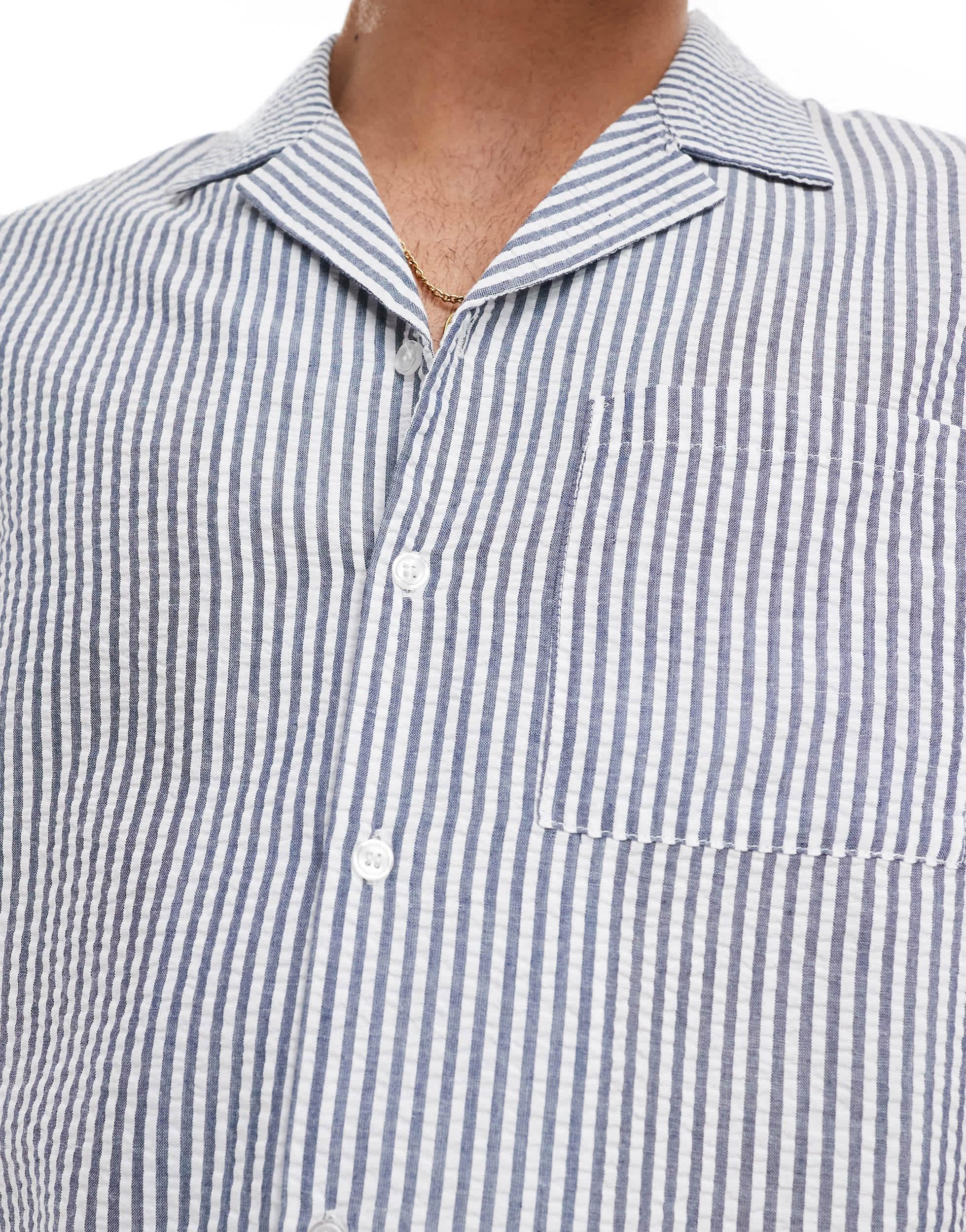 South Beach seersucker striped beach shirt in navy - part of a set