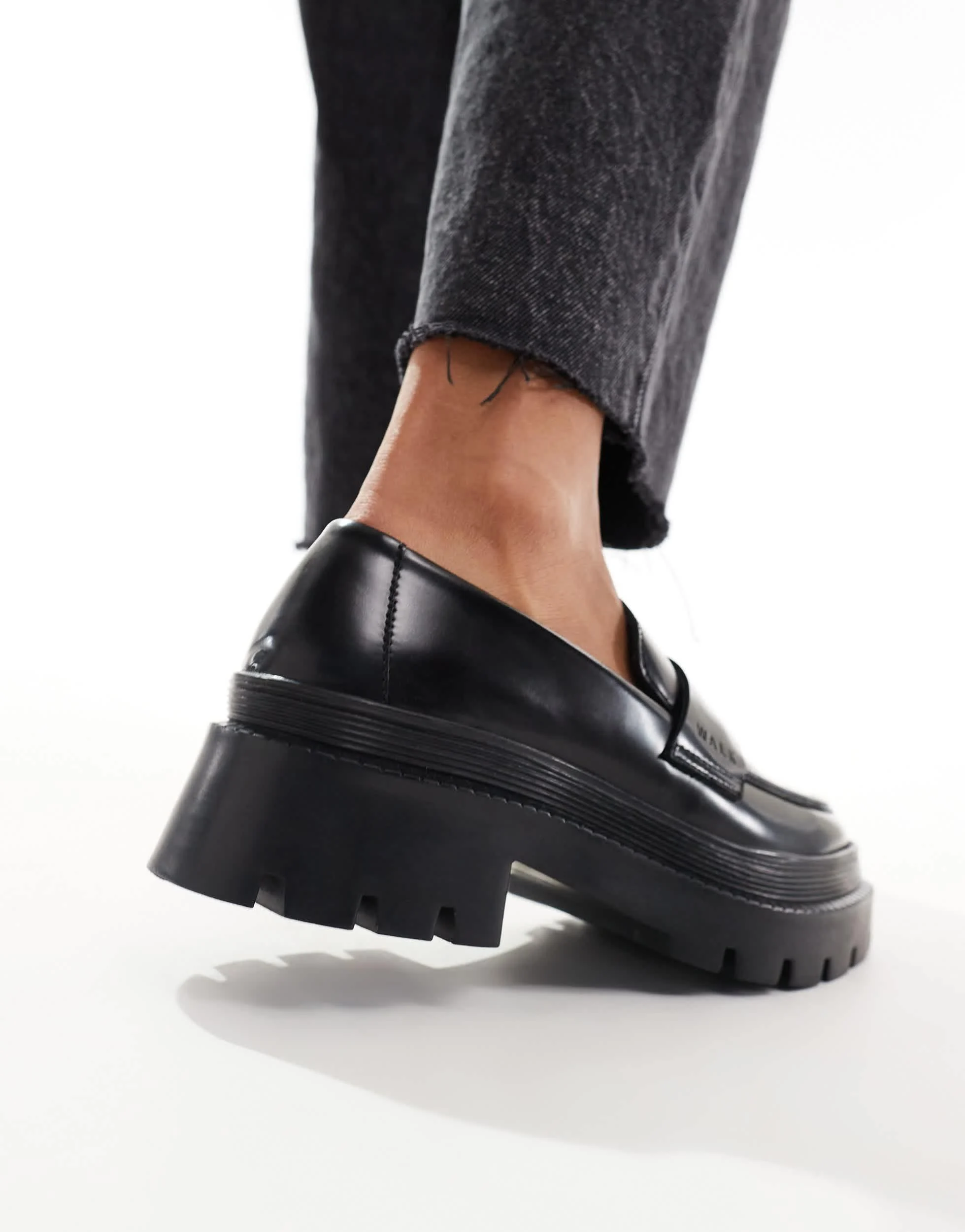 Walk London Kate saddle loafers in black smooth leather