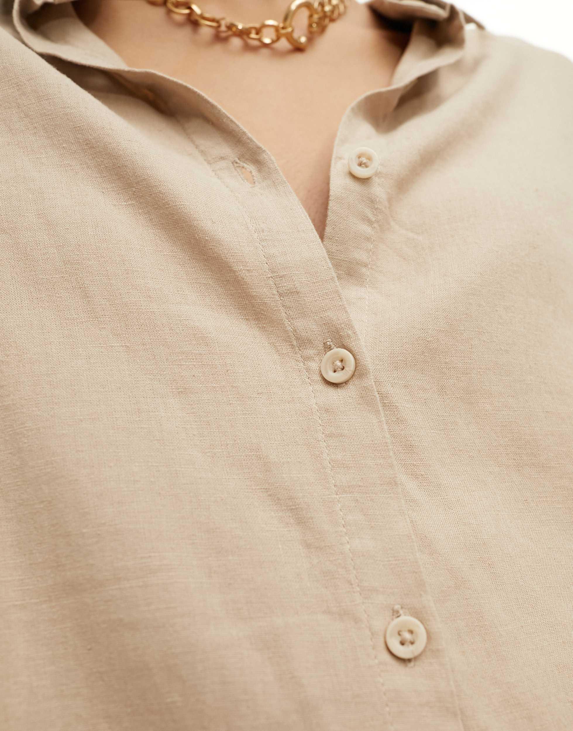 Cotton On relaxed oversized shirt in taupe linen mix