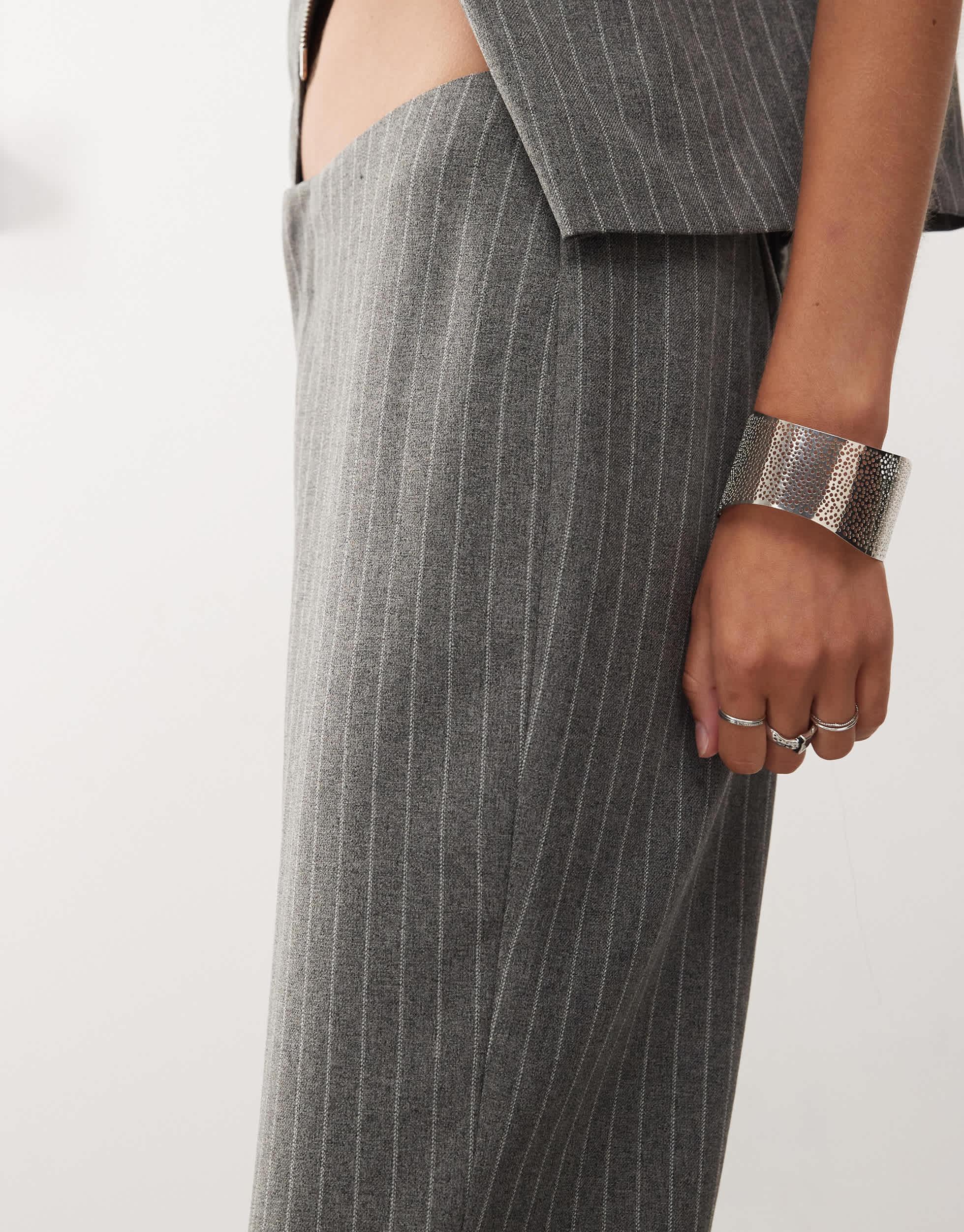 COLLUSION low rise slim flare pants in charcoal pinstripe - part of a set