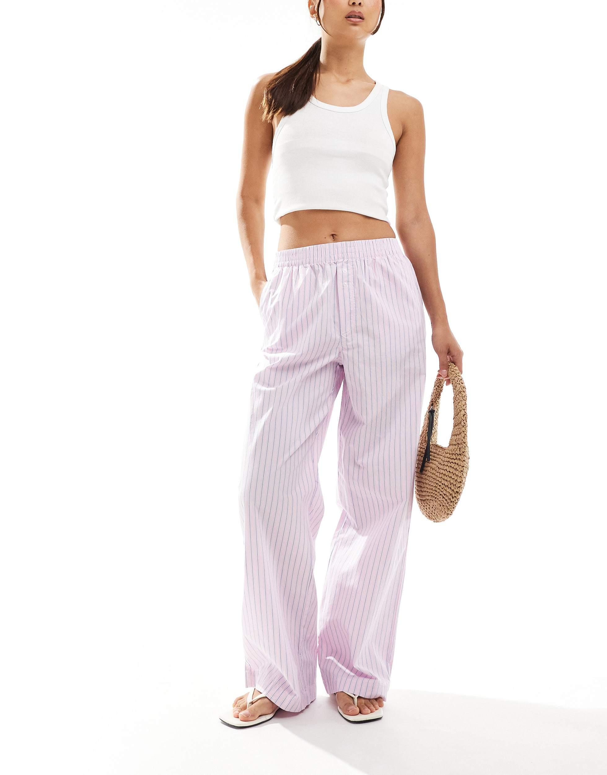 Cotton On relaxed straight leg pants in dusk pink stripe