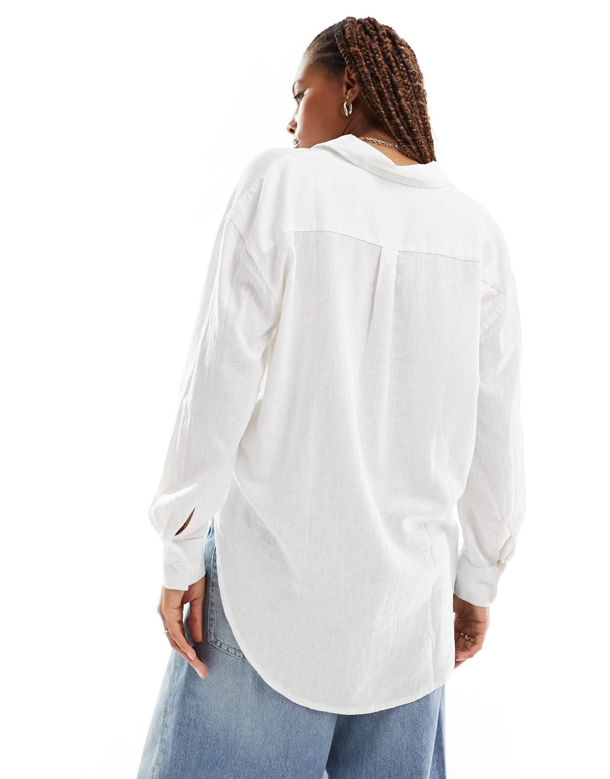 Cotton On relaxed oversized shirt in white linen