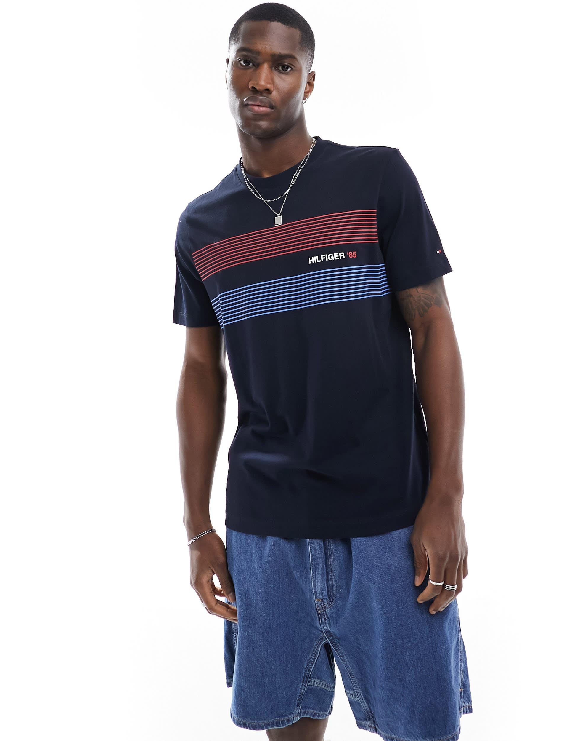 Tommy Hilfiger chest hilfiger 85 t-shirt in navy