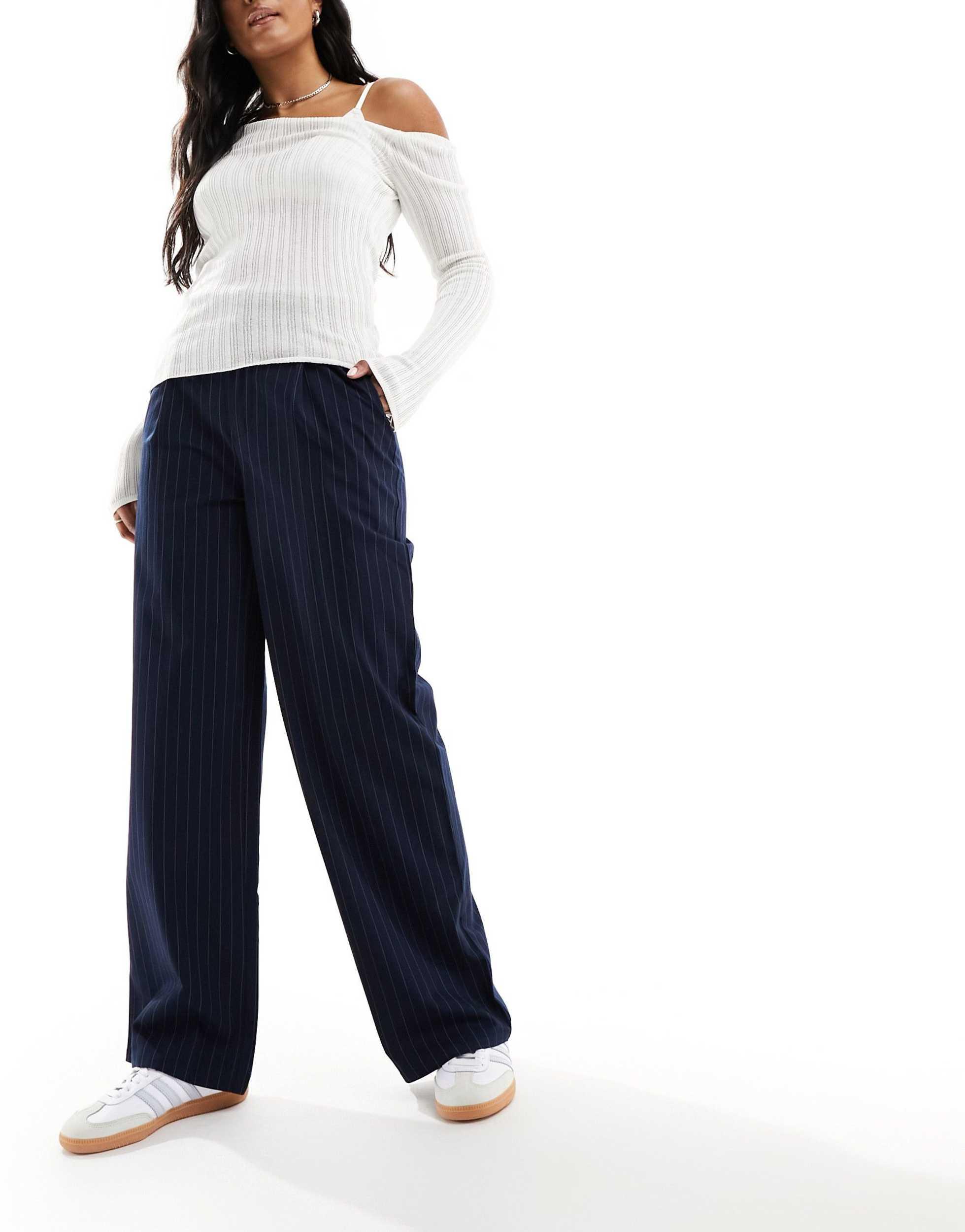 Cotton On relaxed suit pants in navy pinstripe