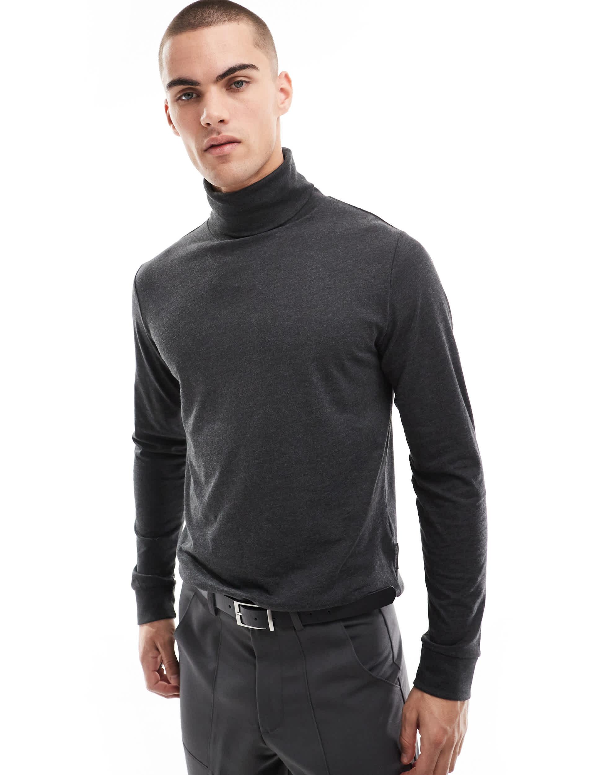 French Connection roll neck top in charcoal