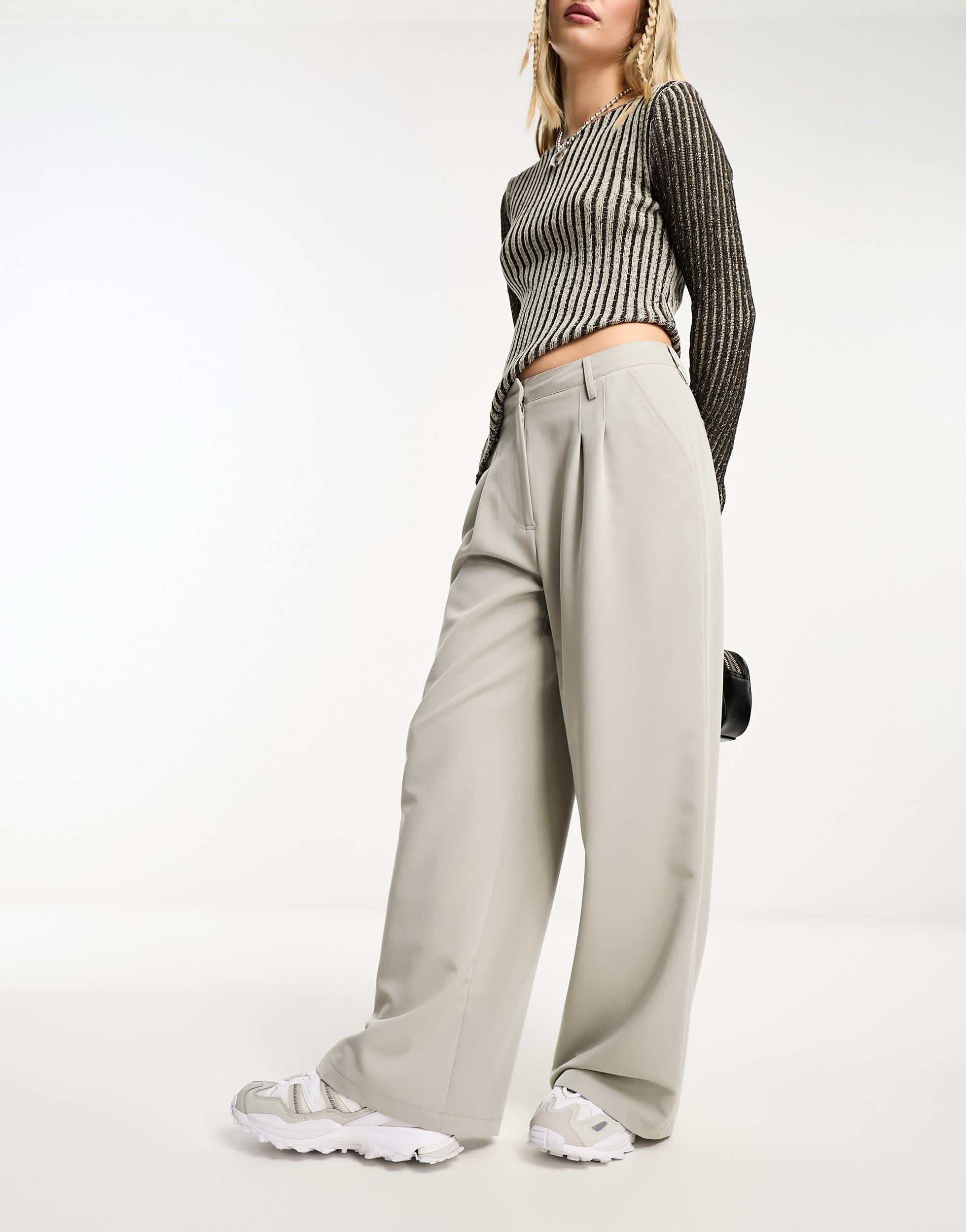 COLLUSION baggy tailored pants in stone