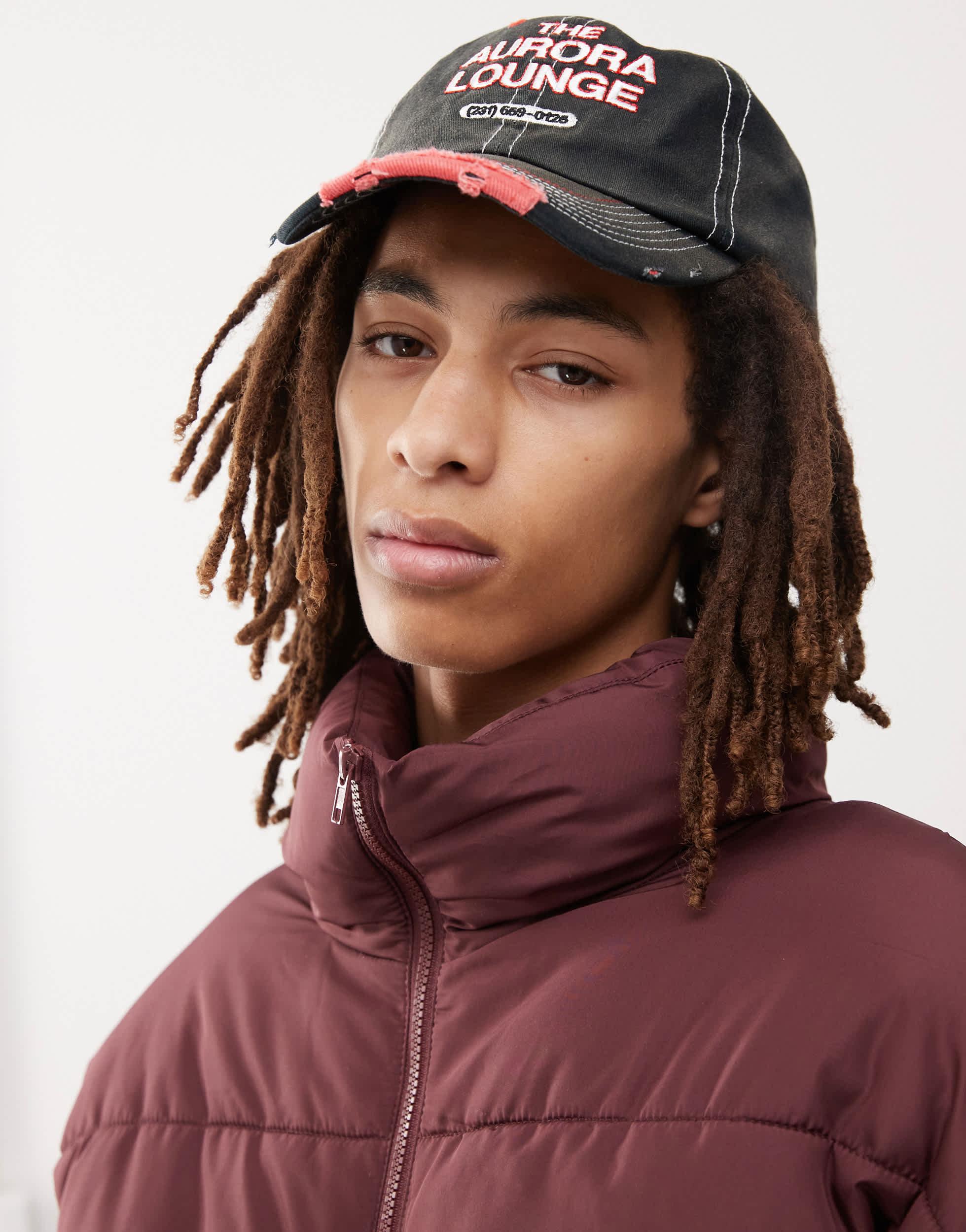 COLLUSION Puffer Jacket in Burgundy