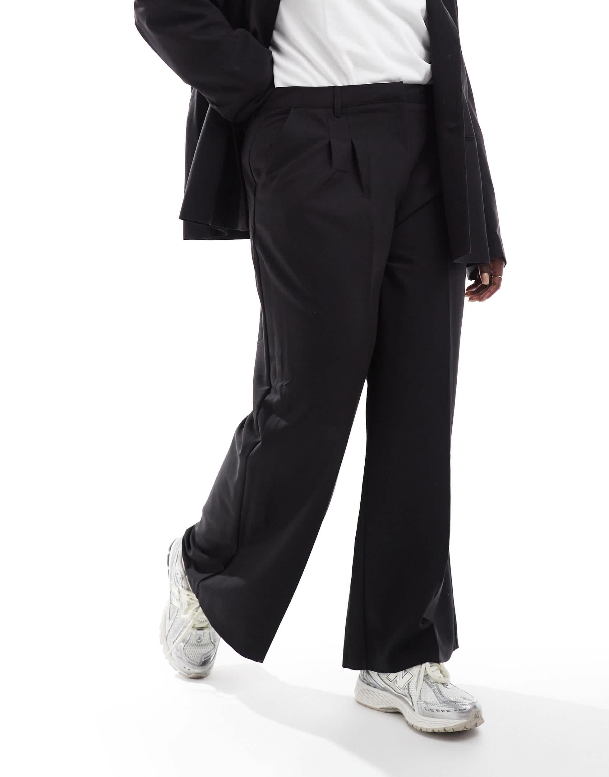 COLLUSION Plus relaxed wide leg tailored pants in black - part of a set