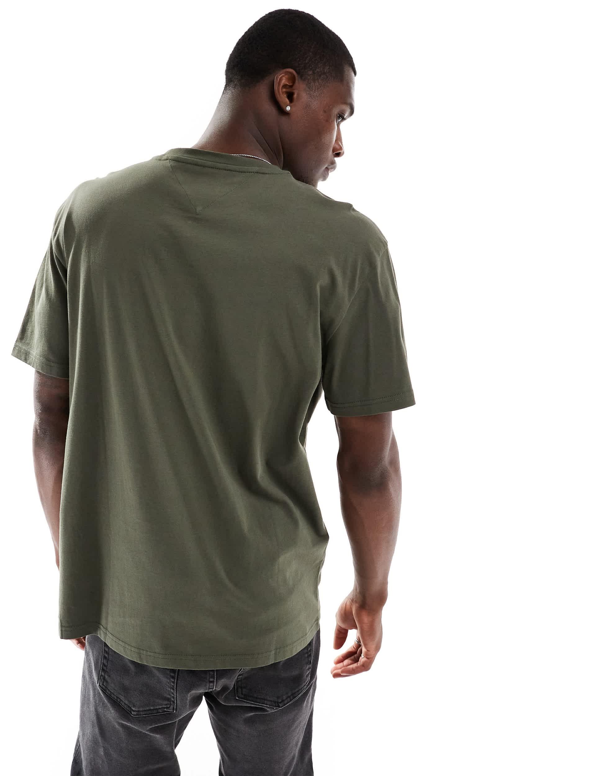 Tommy Jeans linear logo T-shirt in khaki green