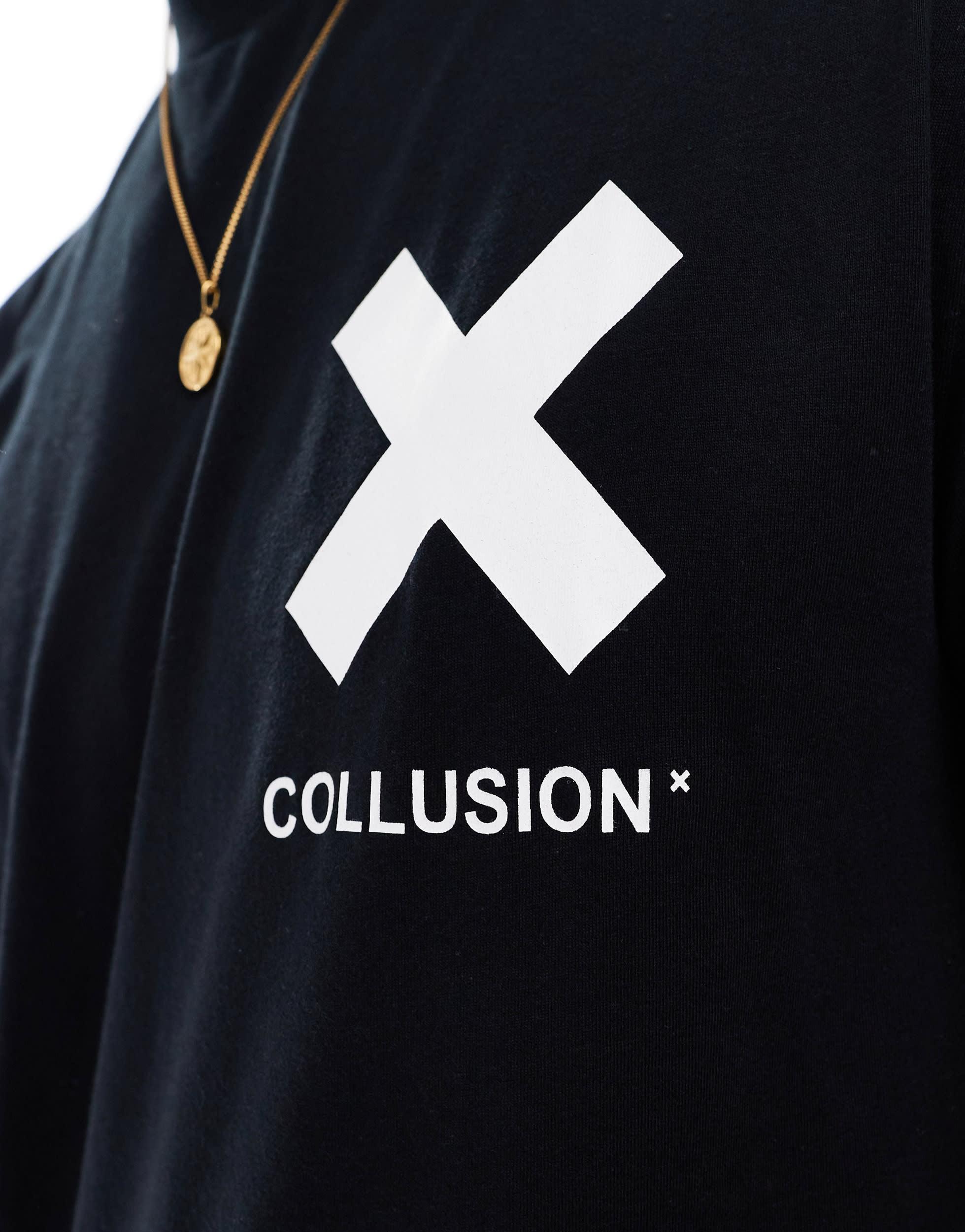 COLLUSION Unisex logo cotton T-shirt in black