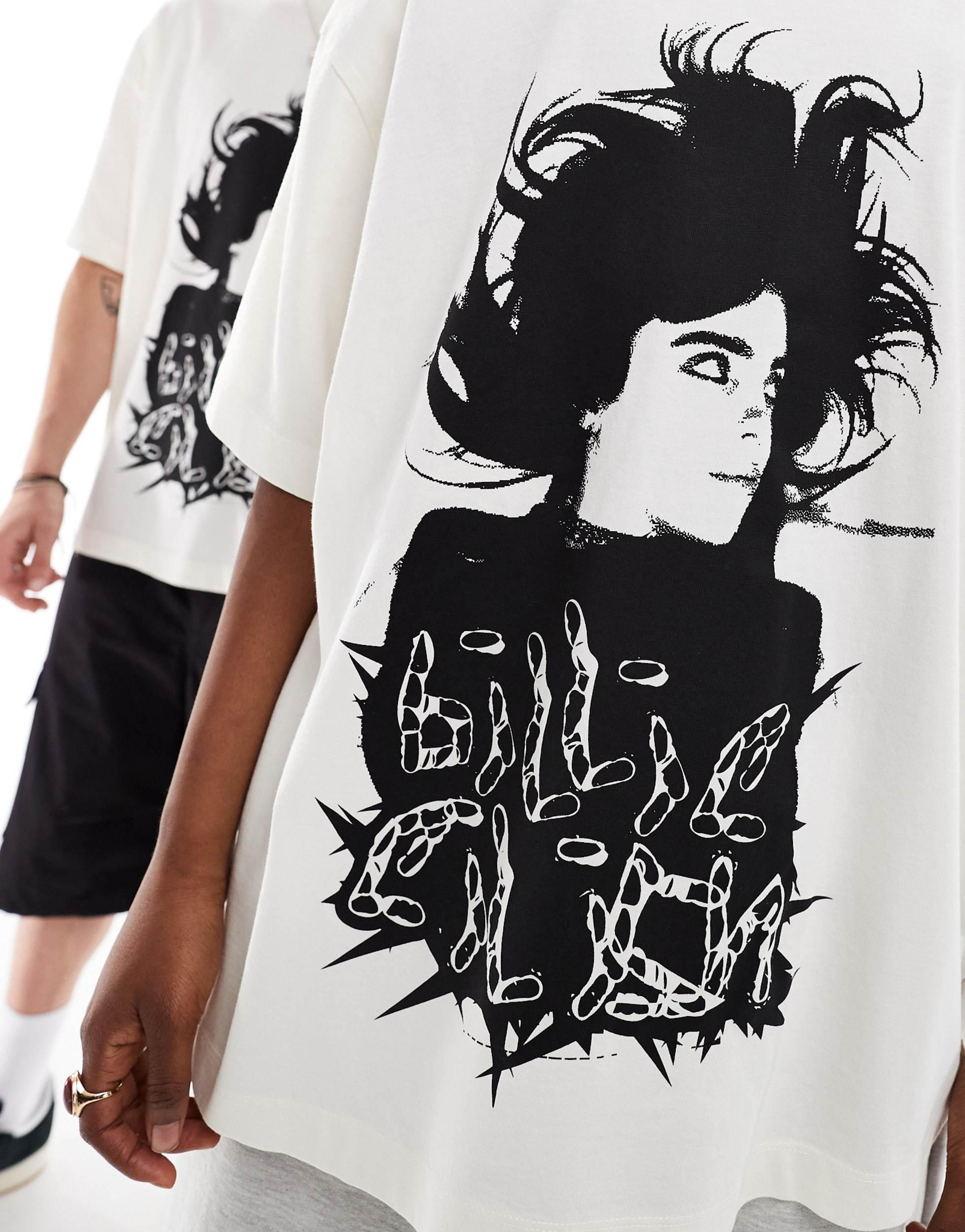 COLLUSION Unisex oversized license Billie Eilish graphic festival T-shirt in stone