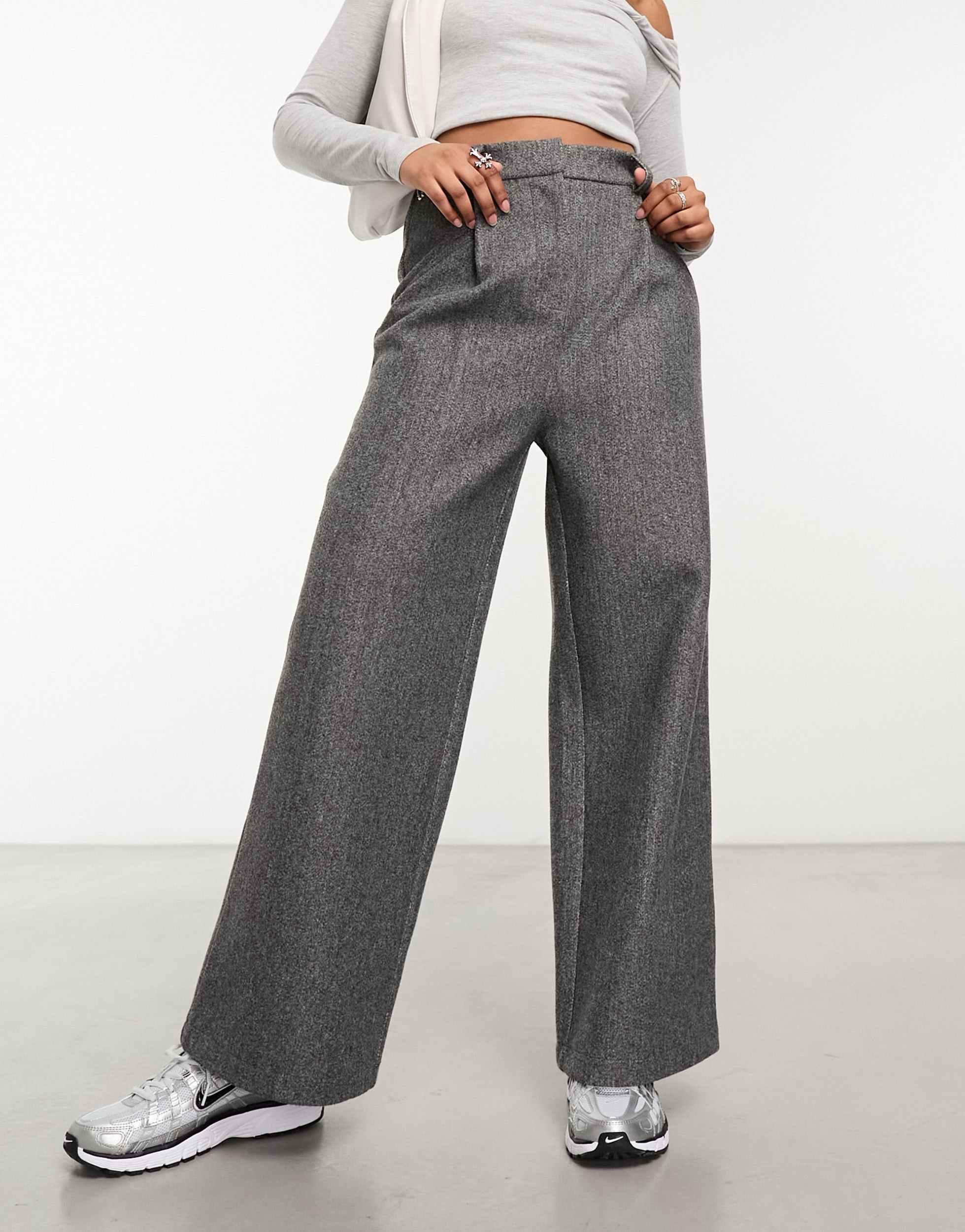 COLLUSION wide leg baggy tailored pants in gray