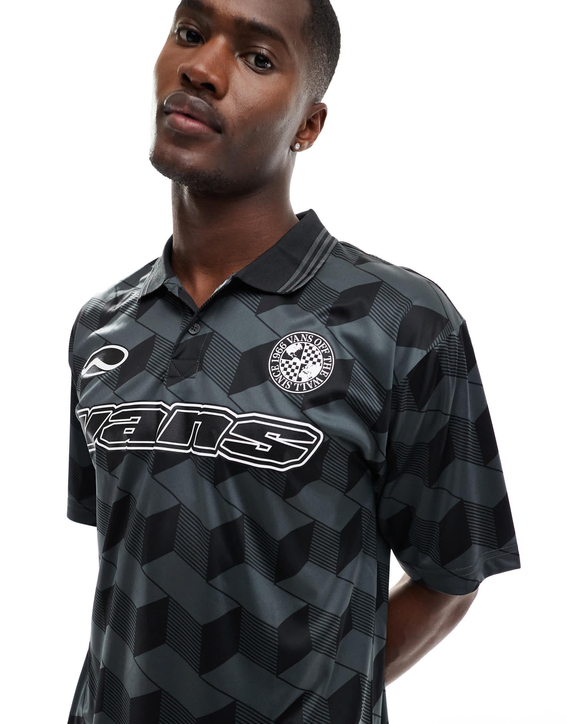 Vans Rigsby soccer polo in black and gray