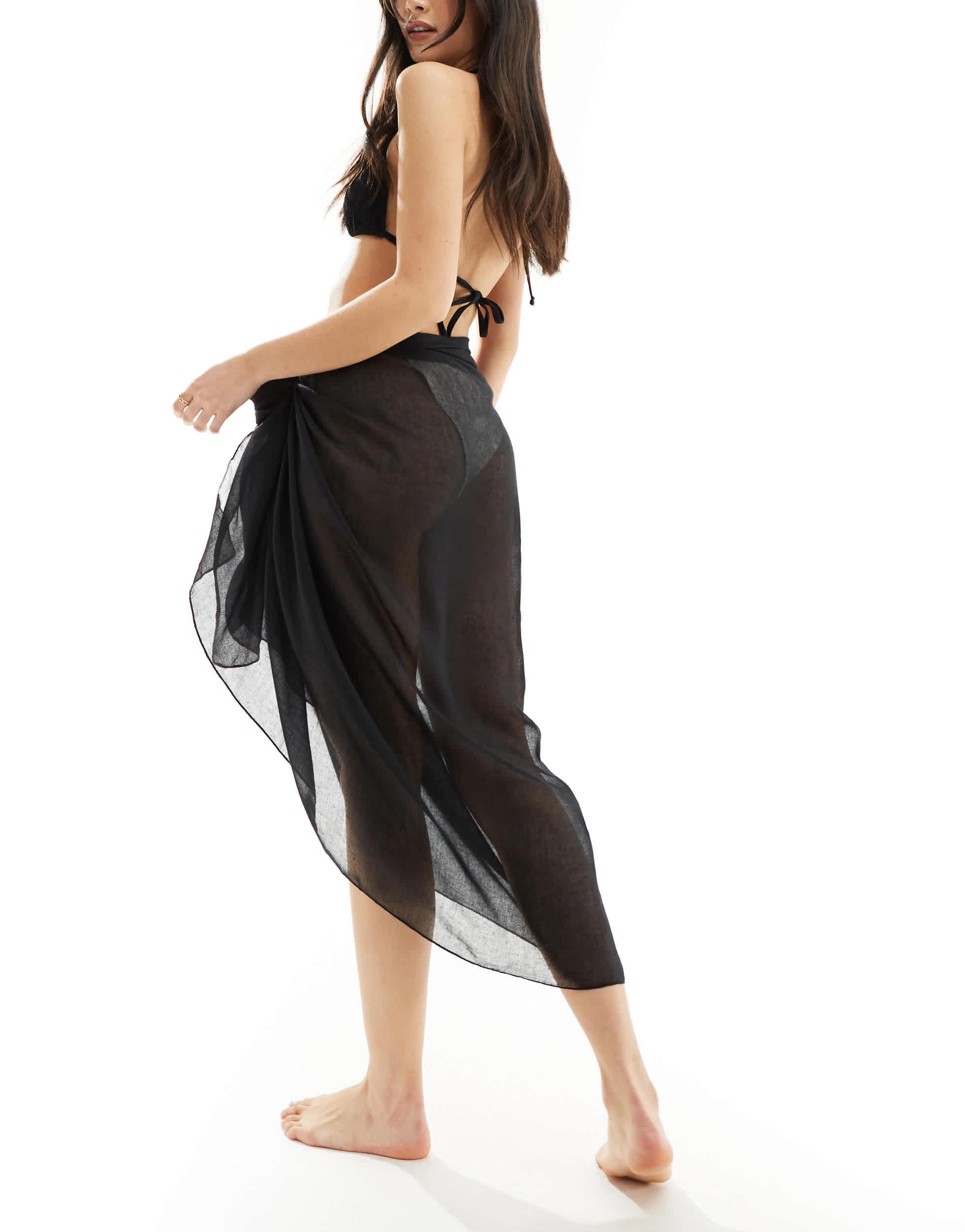 Cotton On semi sheer black beach sarong