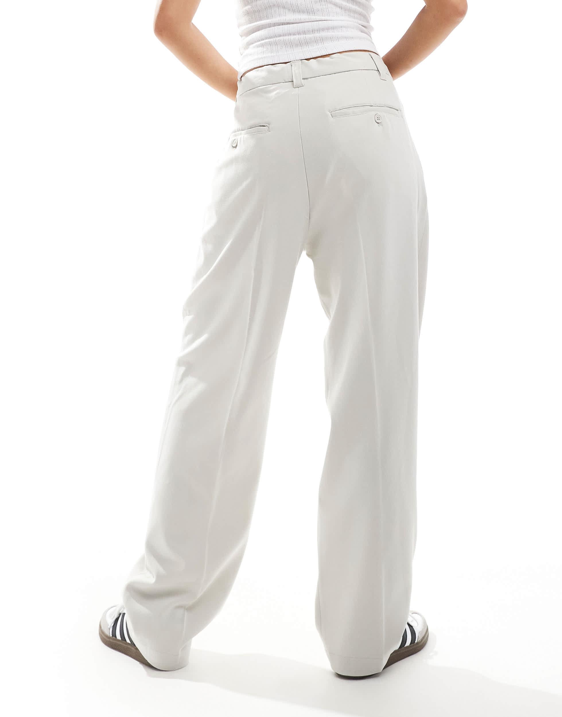 Cotton On relaxed pleated smart pants in washed stone