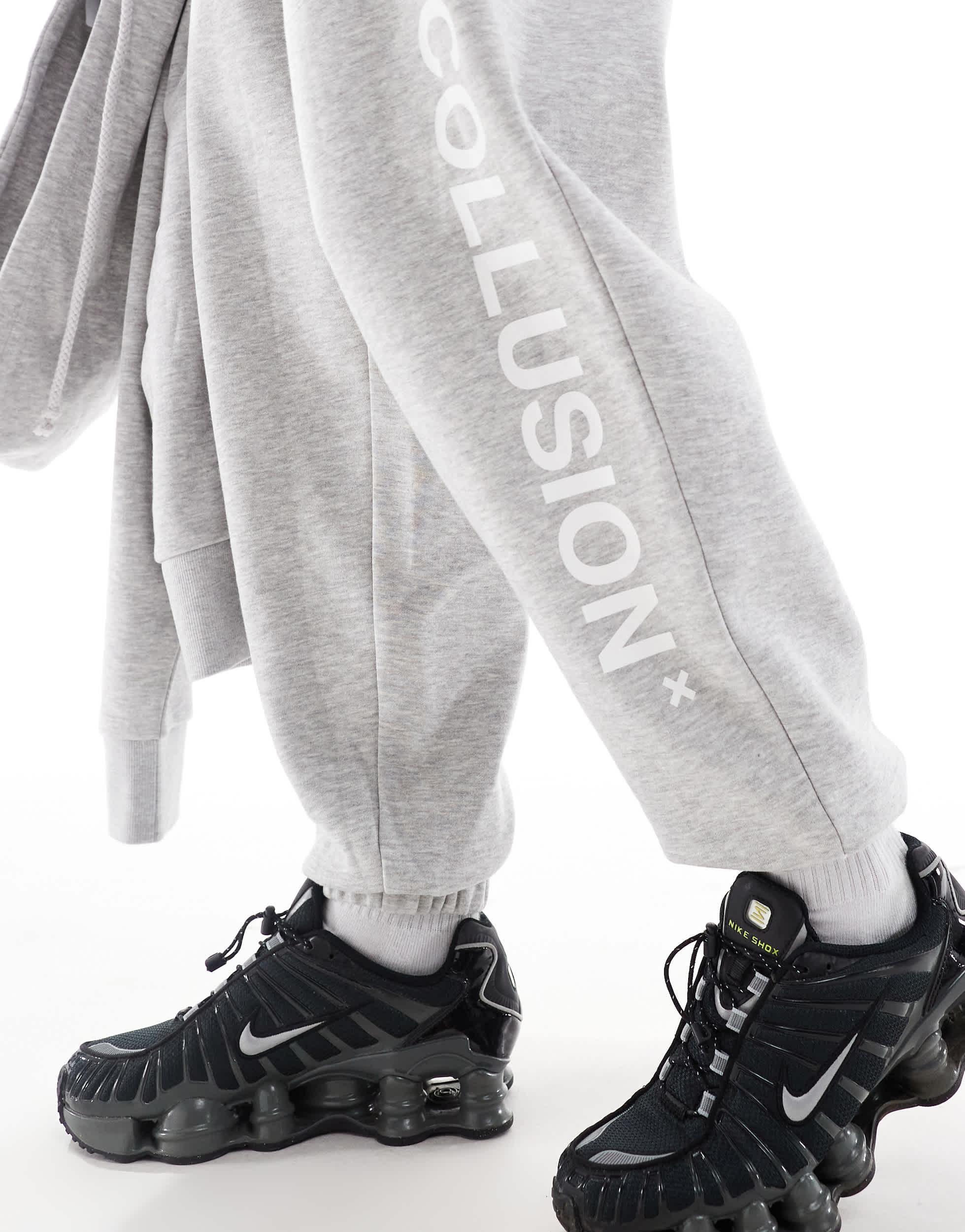 COLLUSION Unisex logo sweatpants in gray heather - part of a set