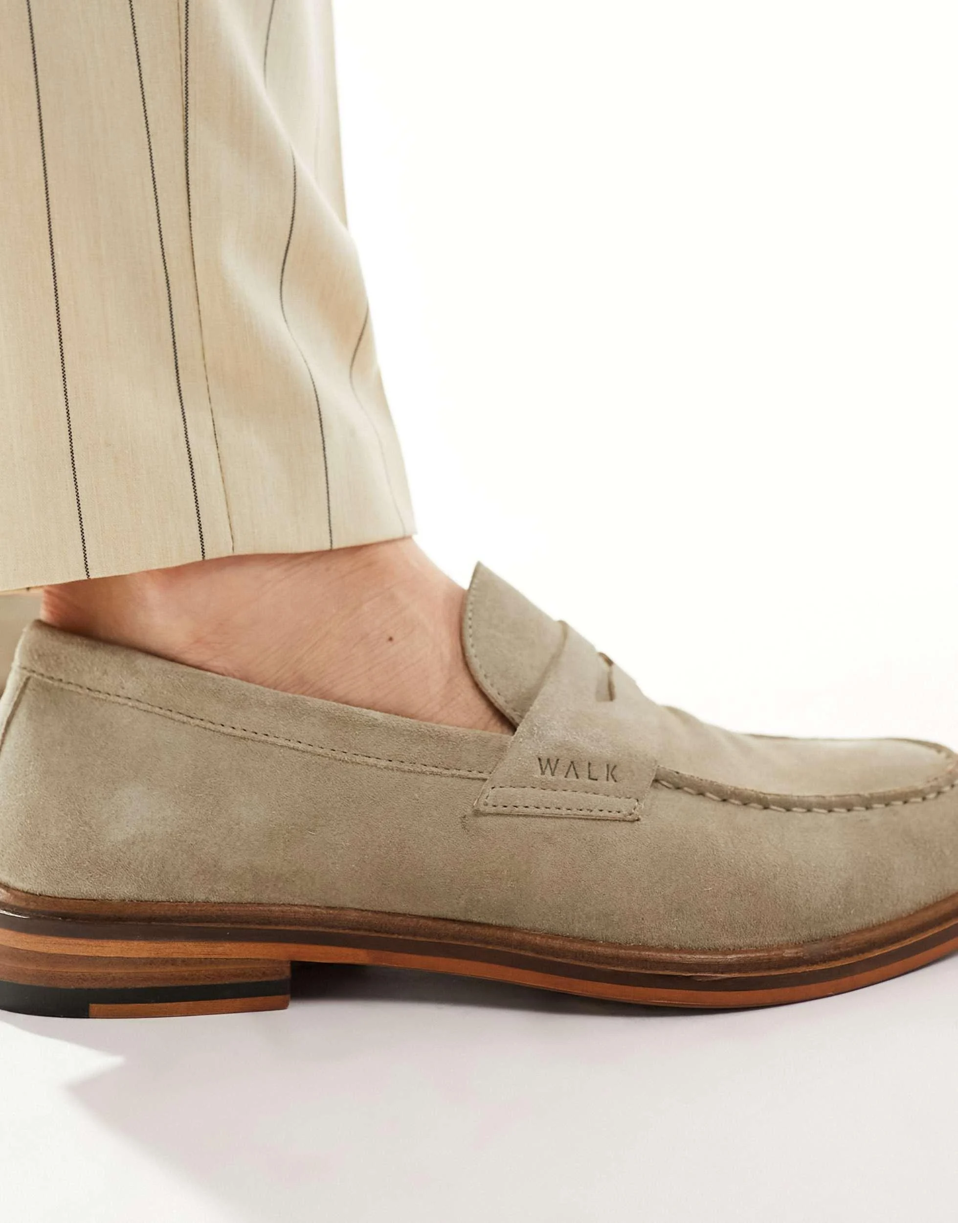 Walk London Valentine Saddle Loafers In Stone Suede