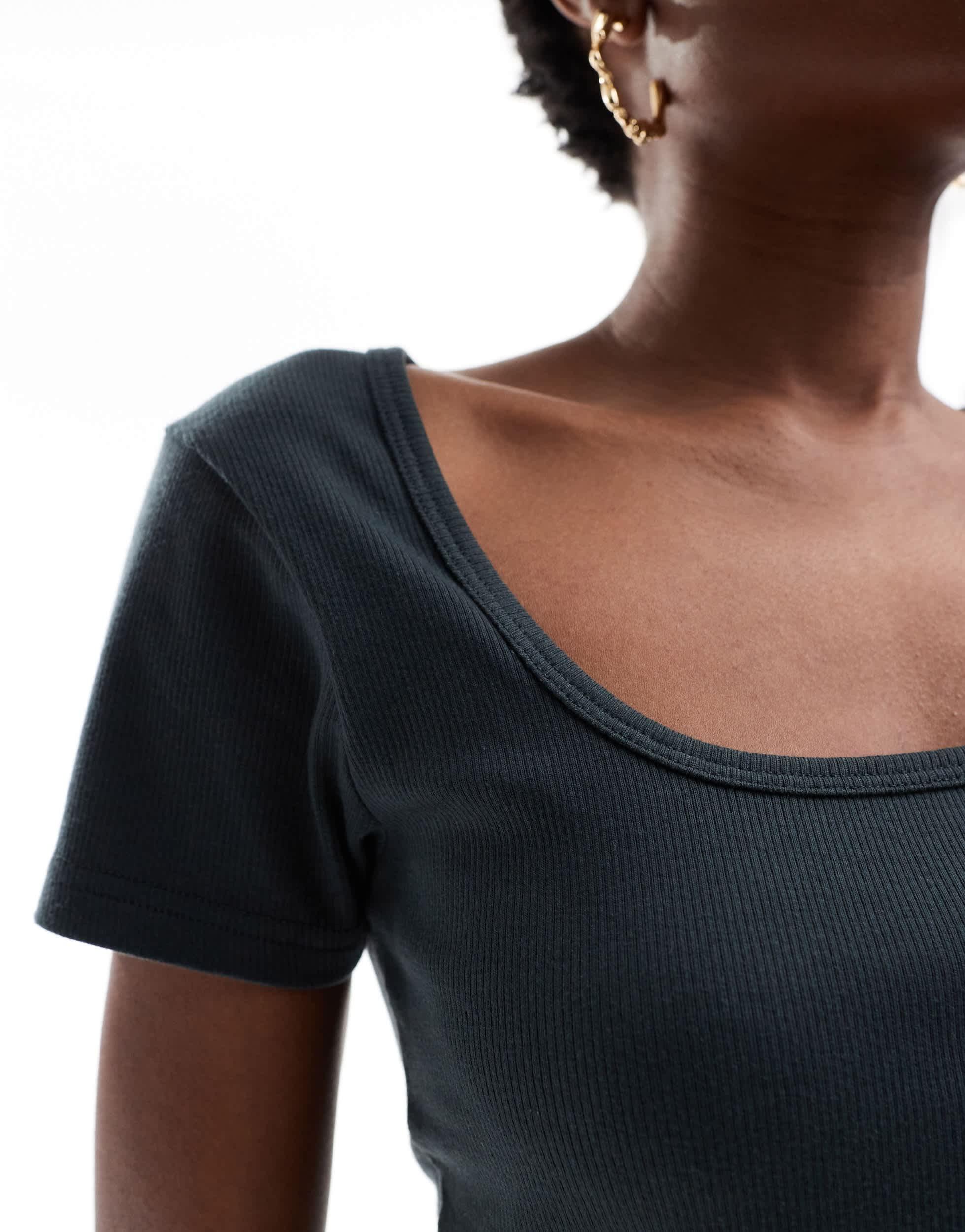 COLLUSION ribbed square neck top in gray