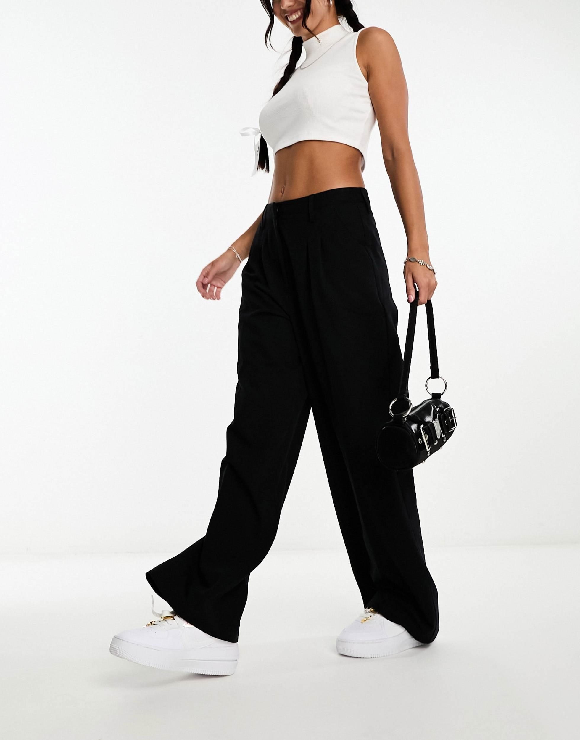 COLLUSION baggy tailored pants in black