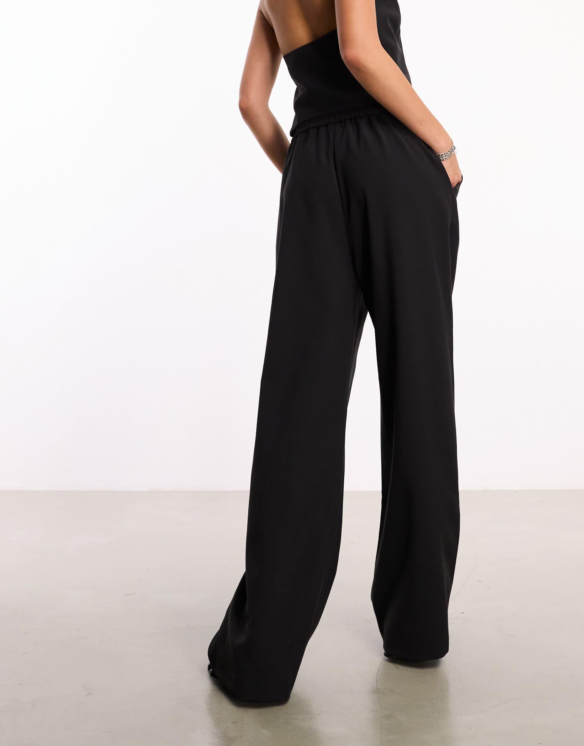 COLLUSION tailored wide leg pants with elasticated waistband in black - part of a set