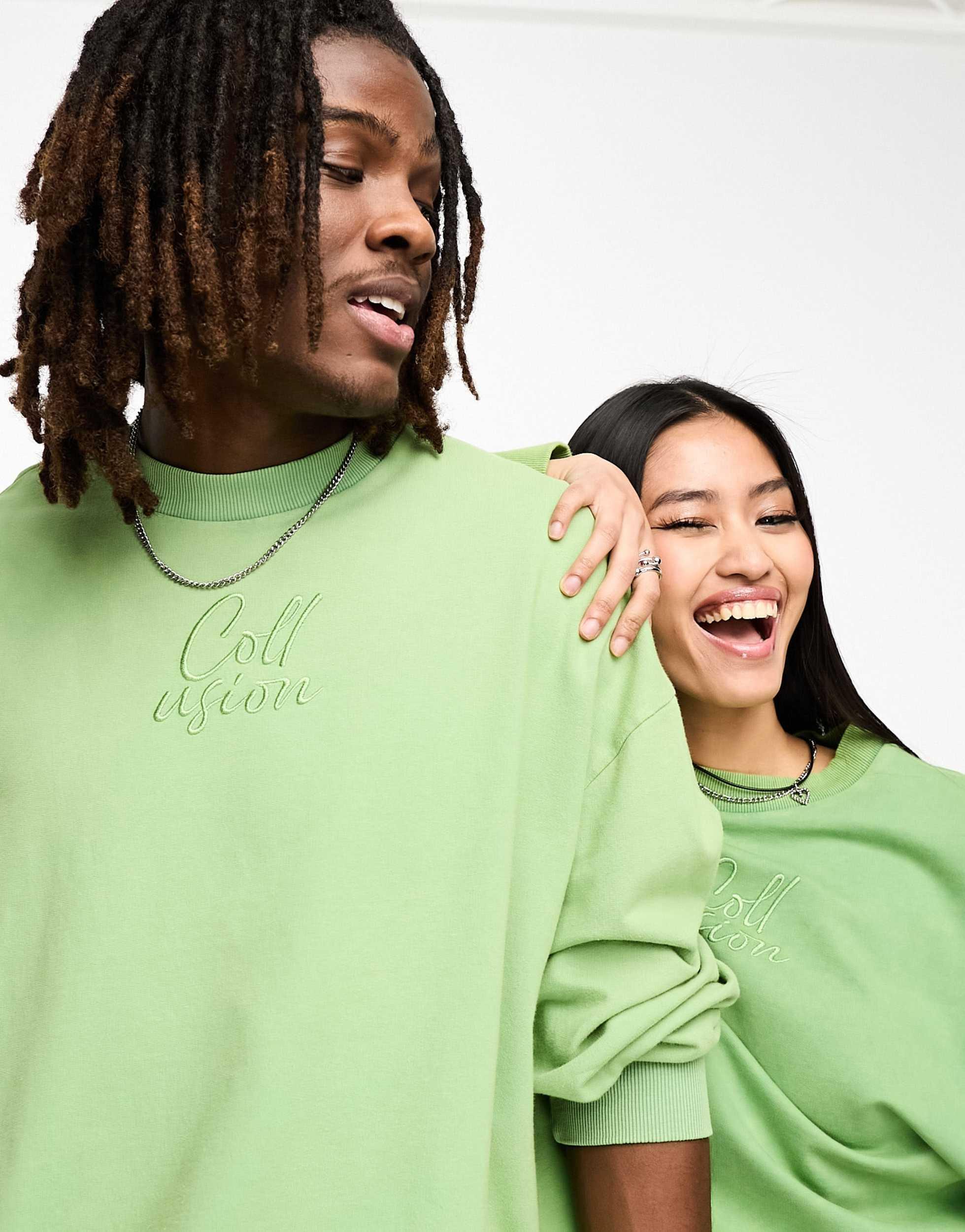 COLLUSION unisex oversized sweatshirt in green