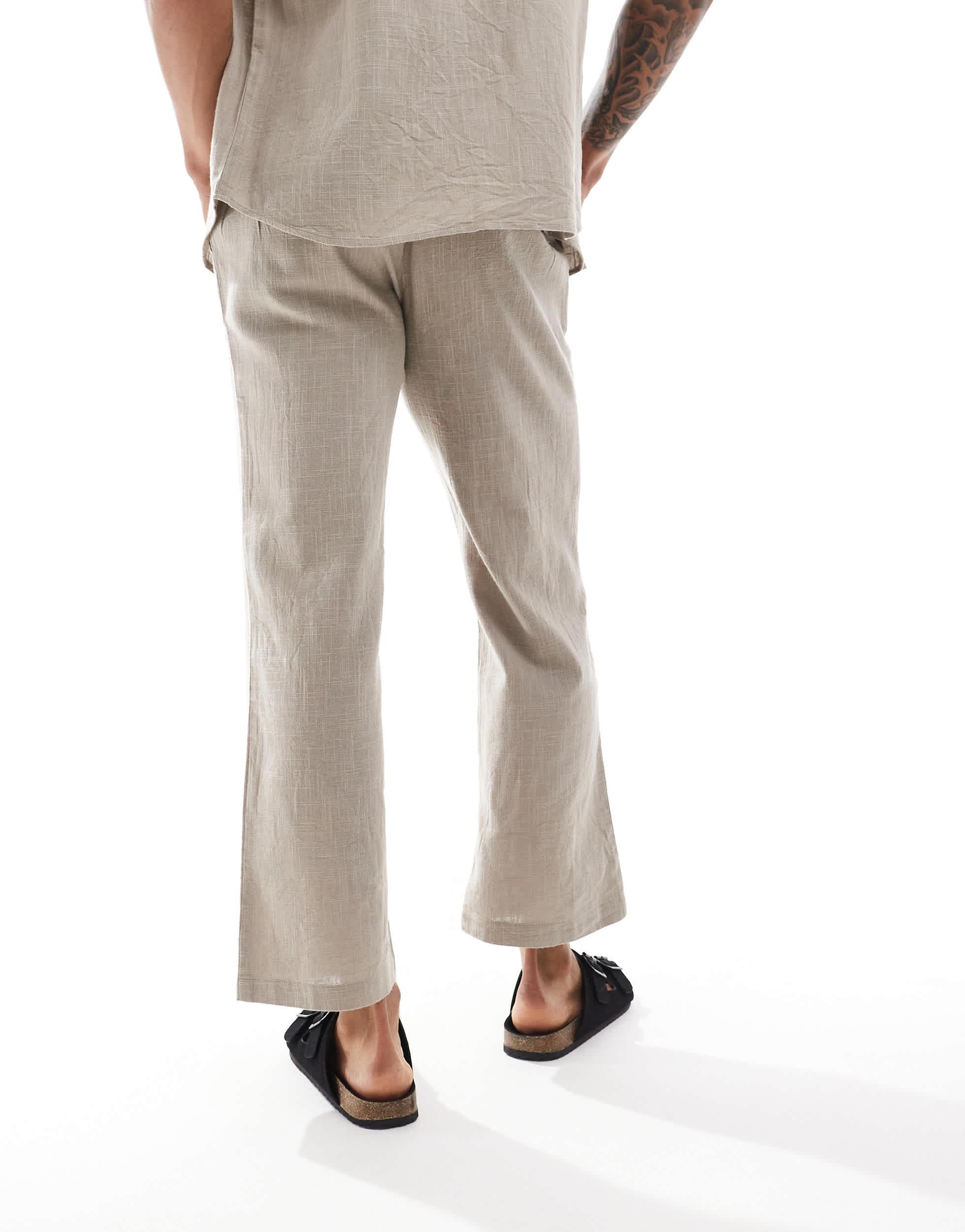 South Beach textured weave beach pants in brown - part of a set