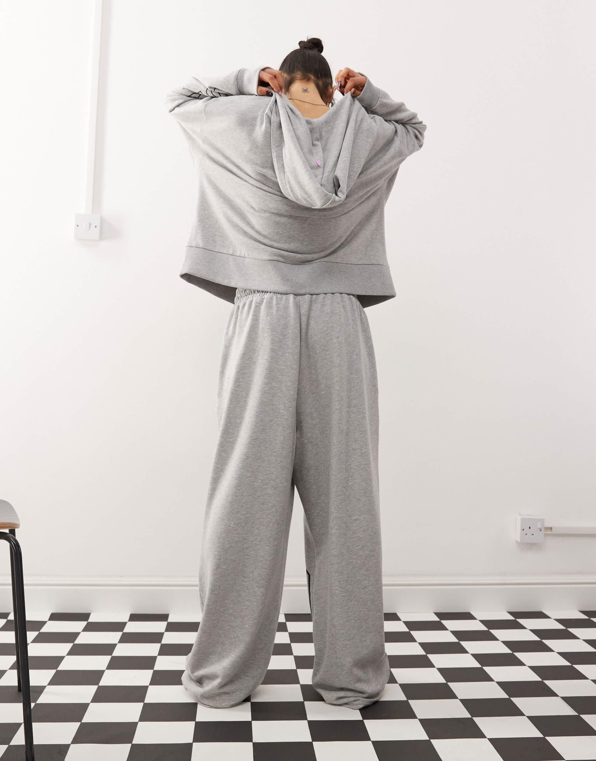 COLLUSION spliced print applique relaxed sweatpants in gray - part of a set