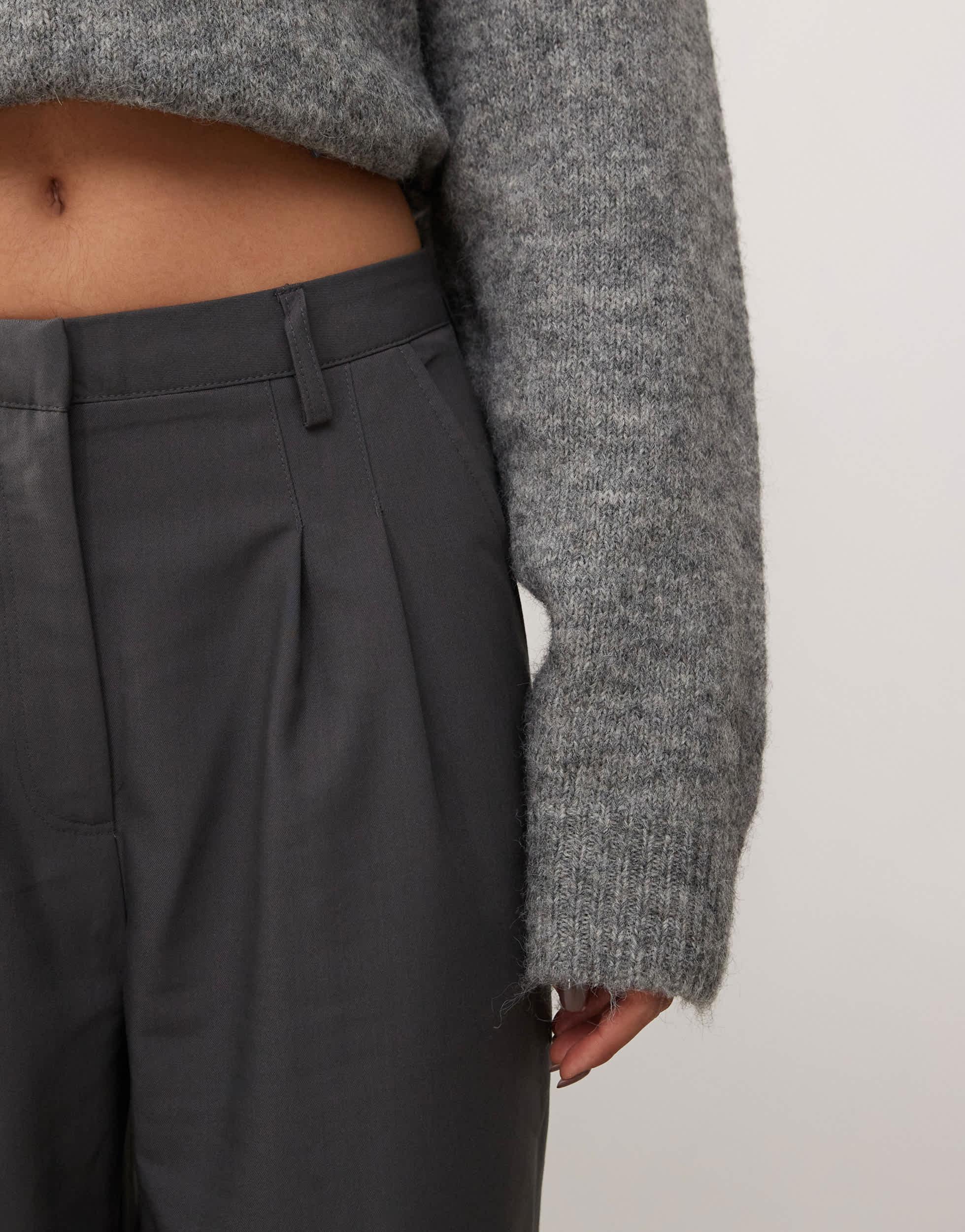 COLLUSION relaxed wide leg tailored pants in gray