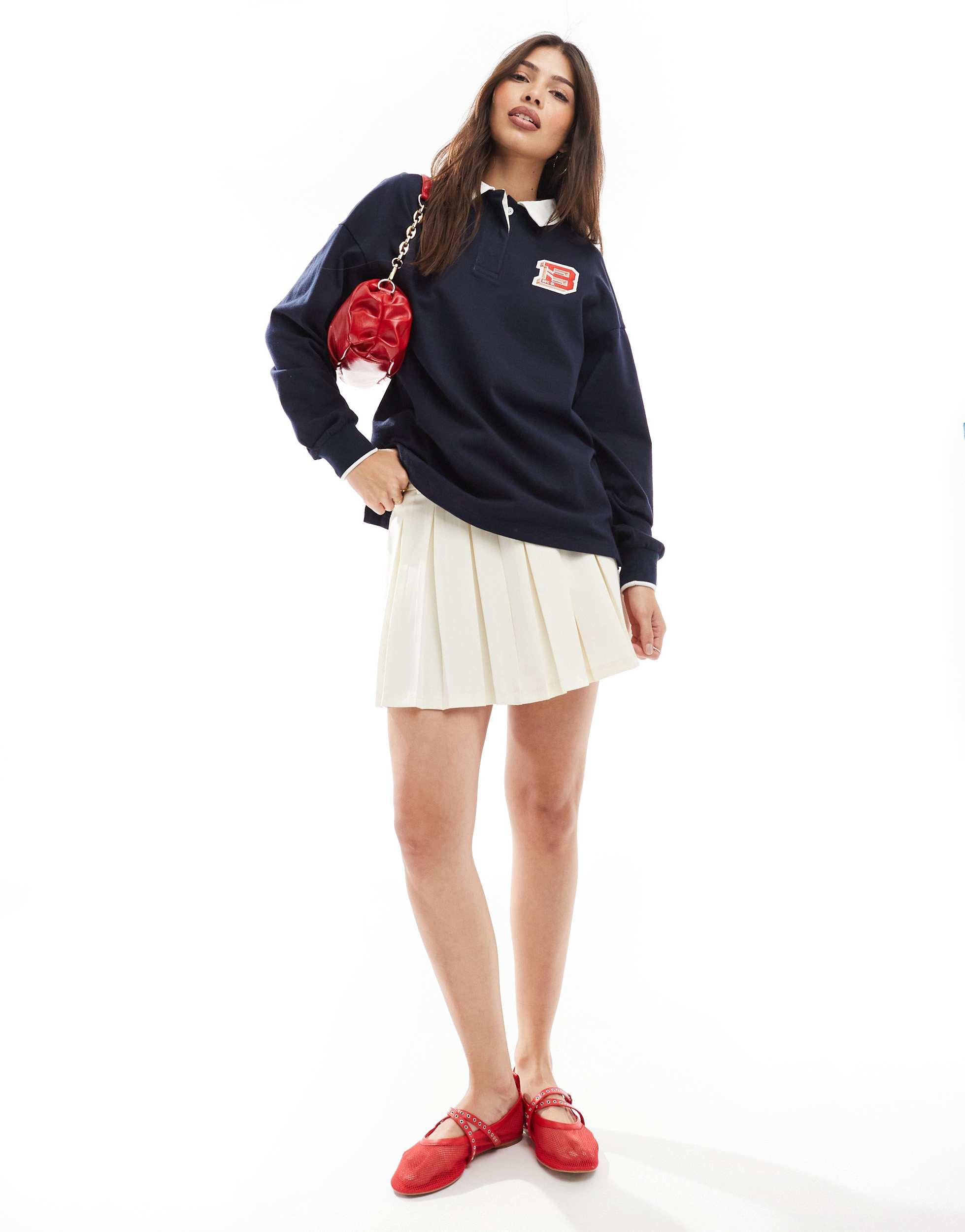 Cotton On long sleeve polo top in navy