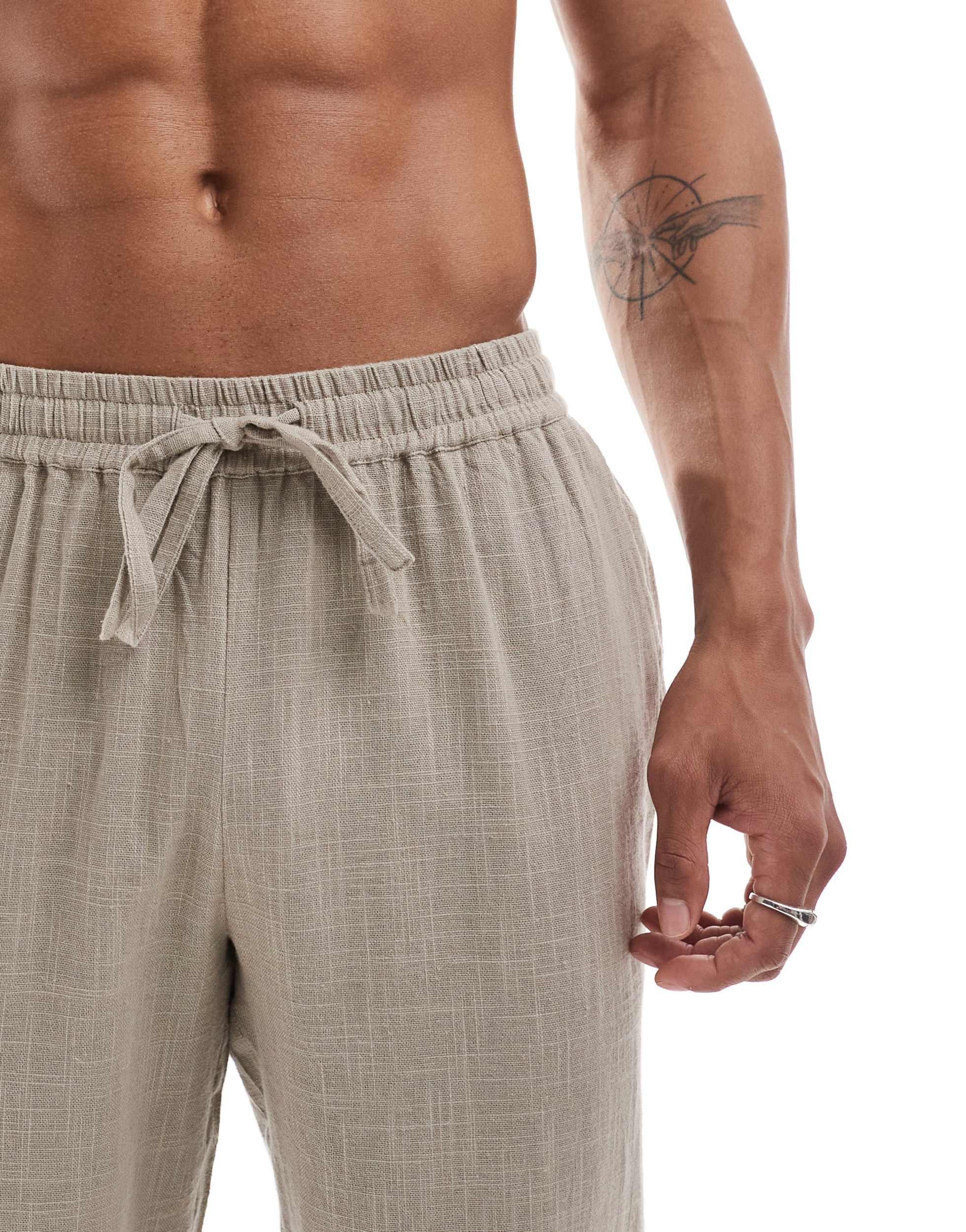 South Beach textured weave beach pants in brown - part of a set