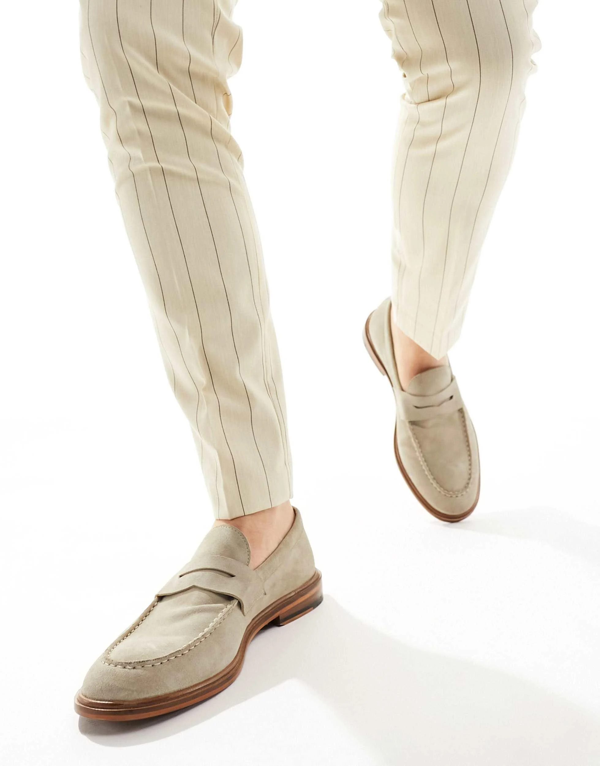 Walk London Valentine Saddle Loafers In Stone Suede