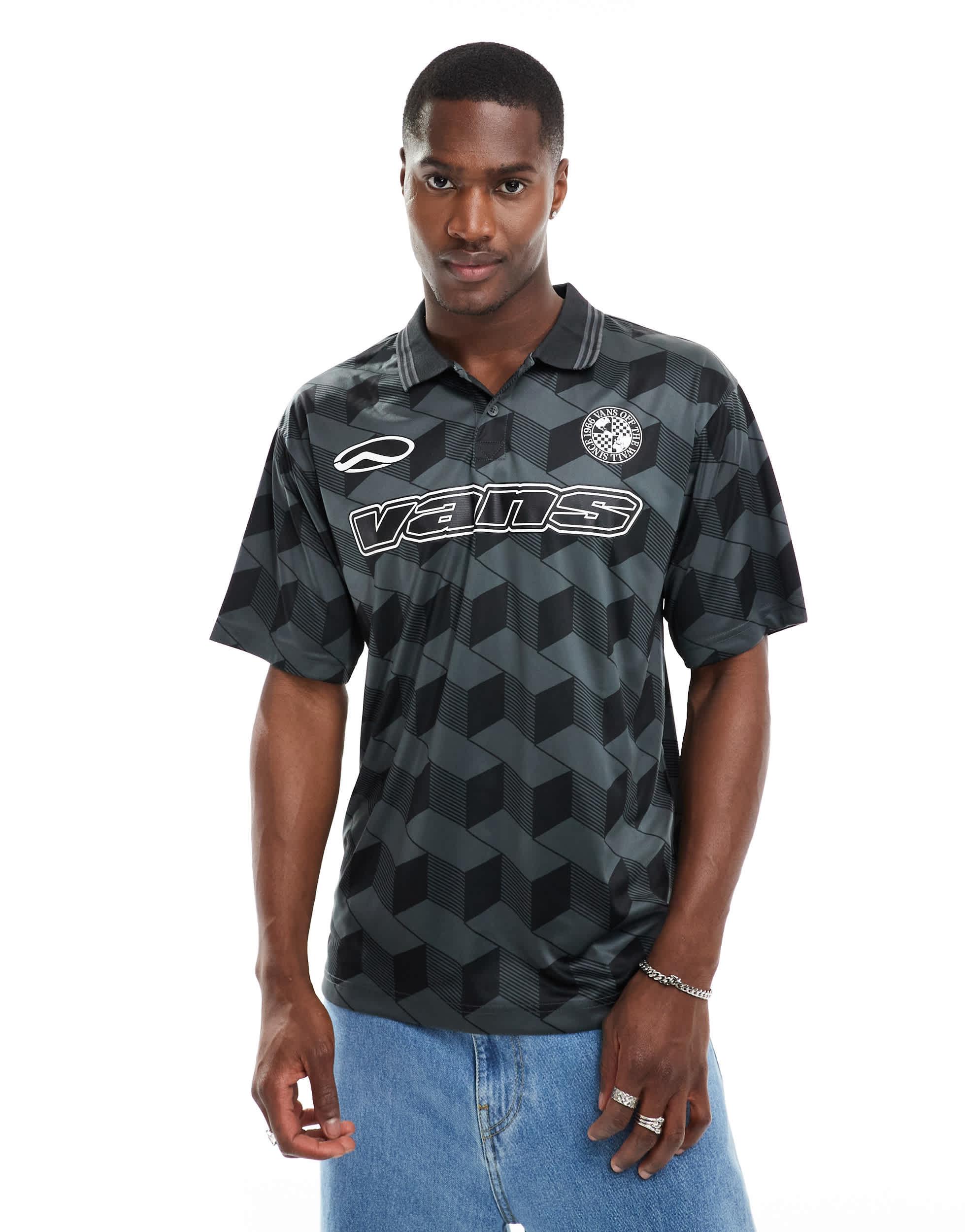 Vans Rigsby soccer polo in black and gray