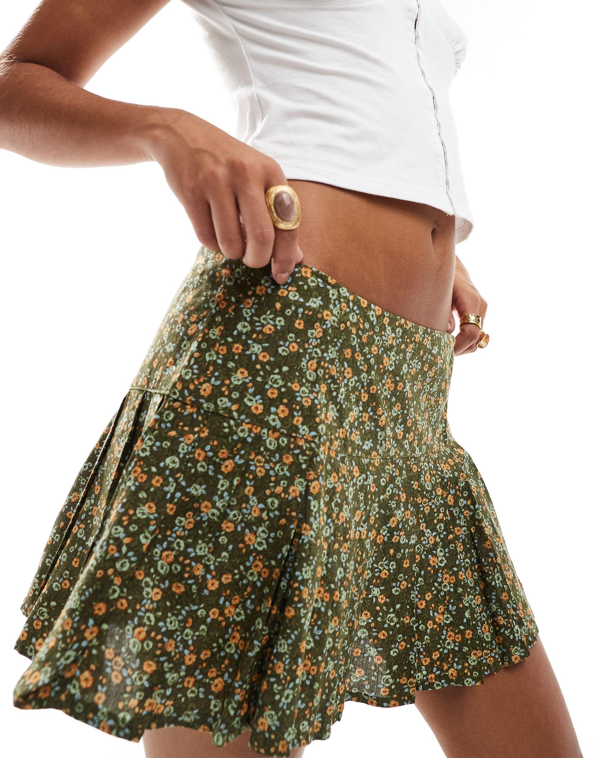 Motel Exclusive casini pleated mini skirt in grunge floral