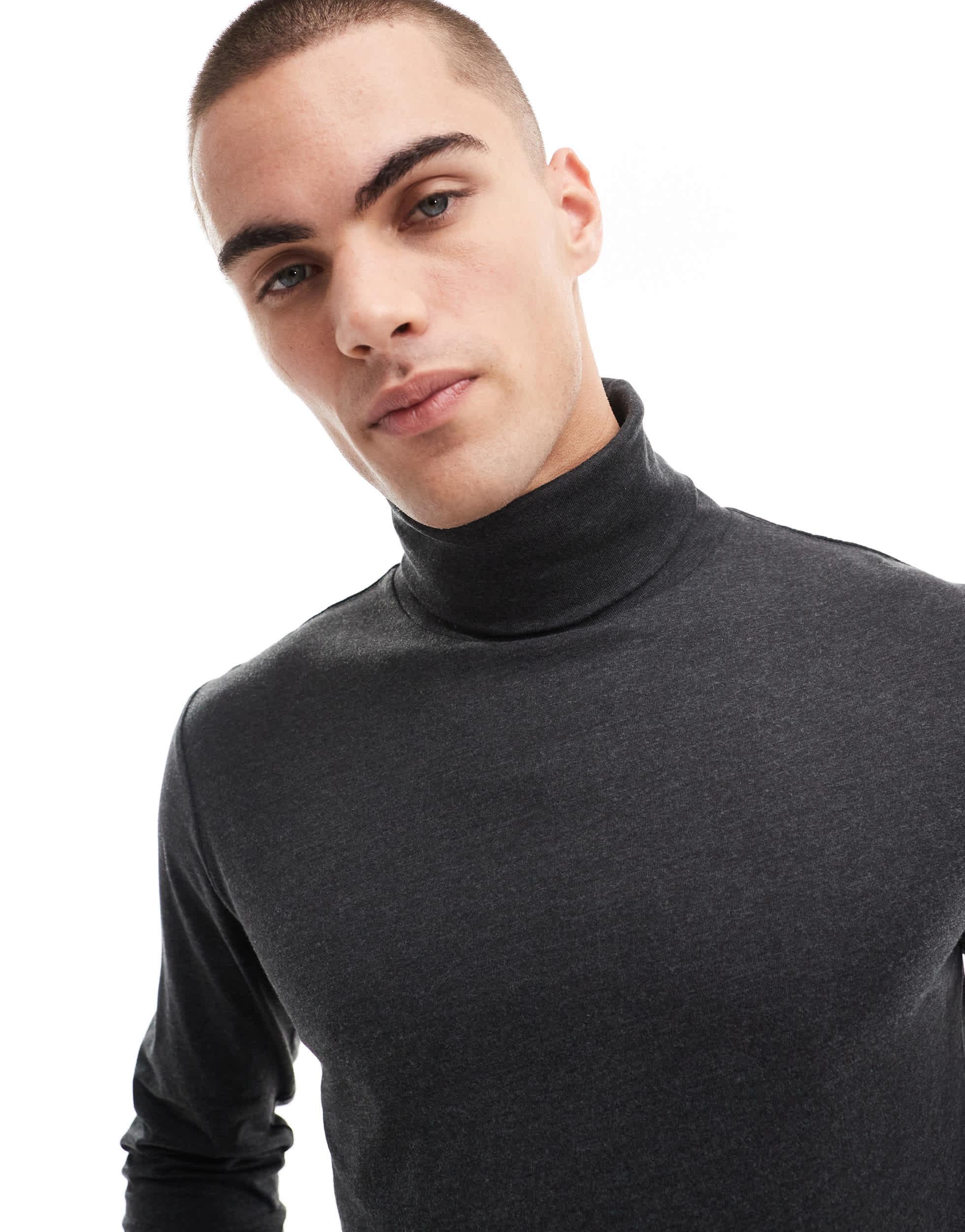 French Connection roll neck top in charcoal