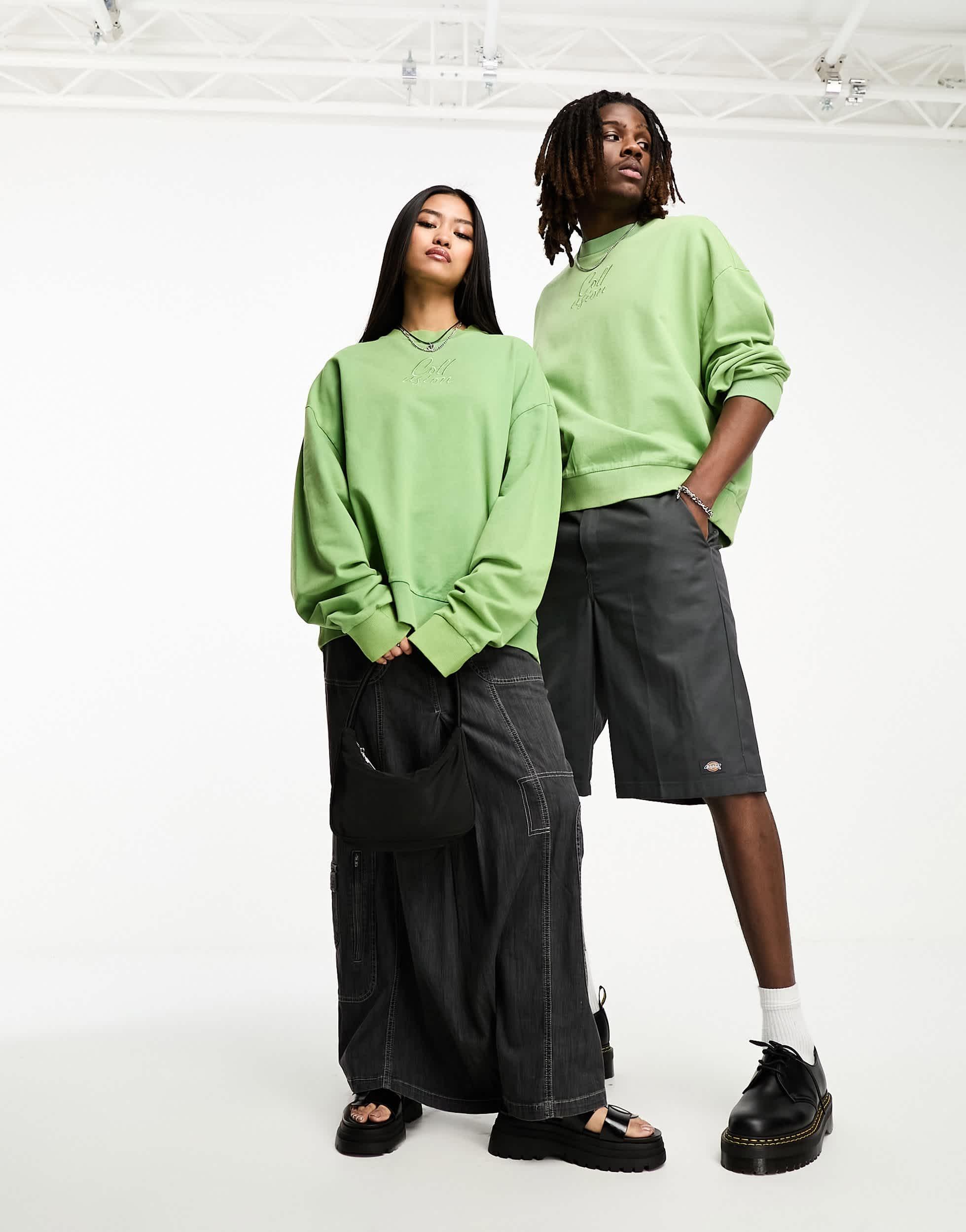 COLLUSION unisex oversized sweatshirt in green