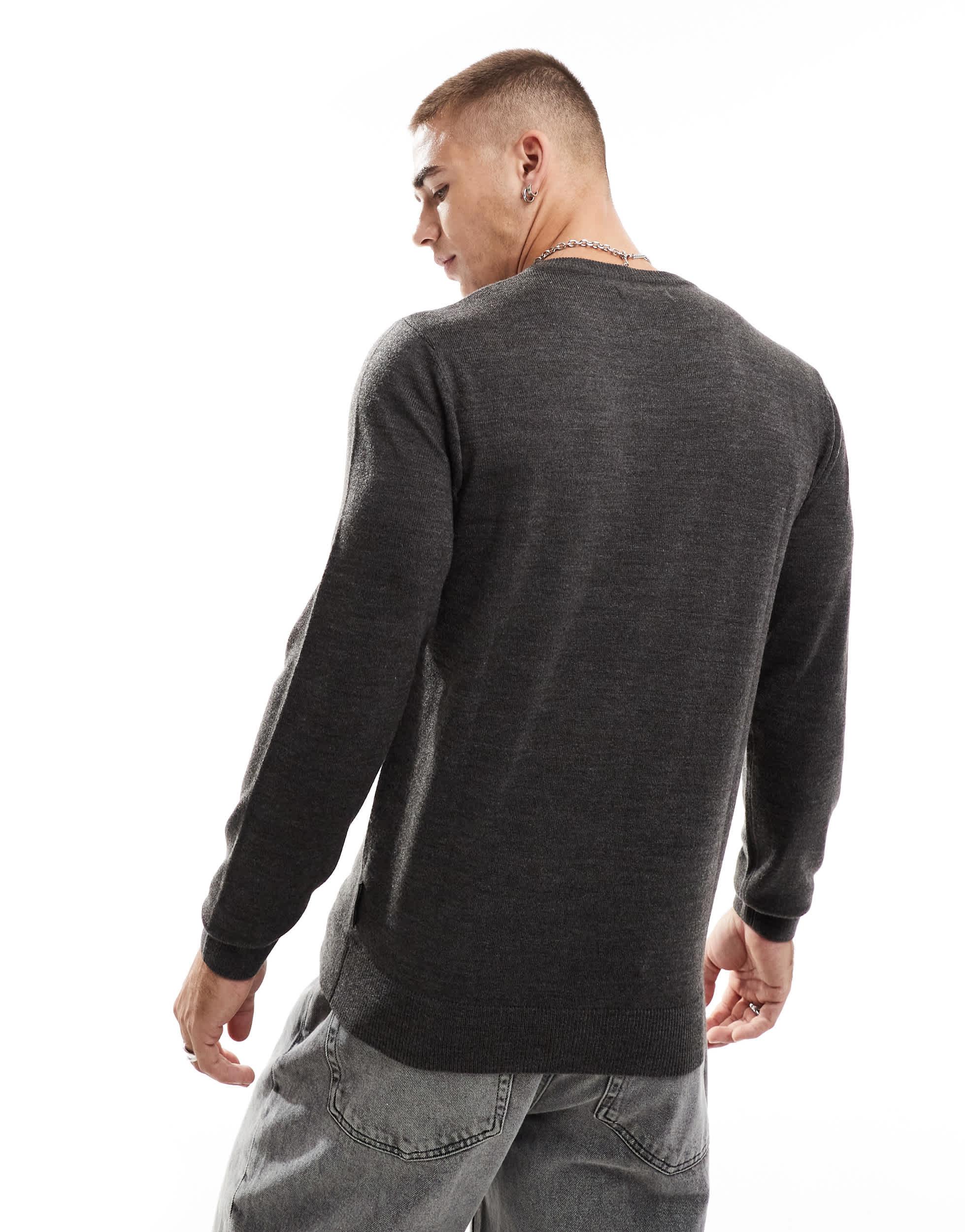 French Connection soft touch crew neck sweater in charcoal melange