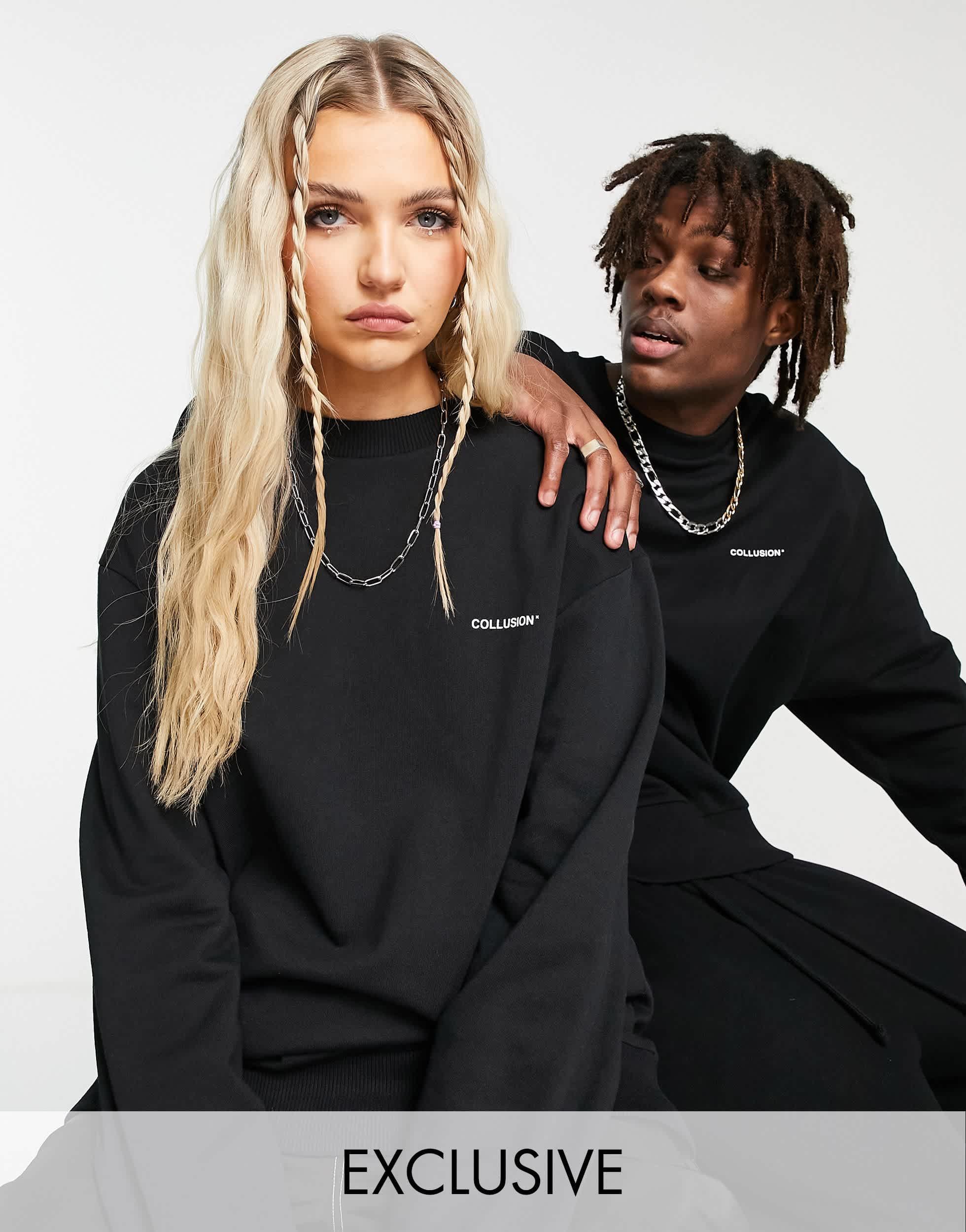 COLLUSION Unisex sweatshirt with logo print in black