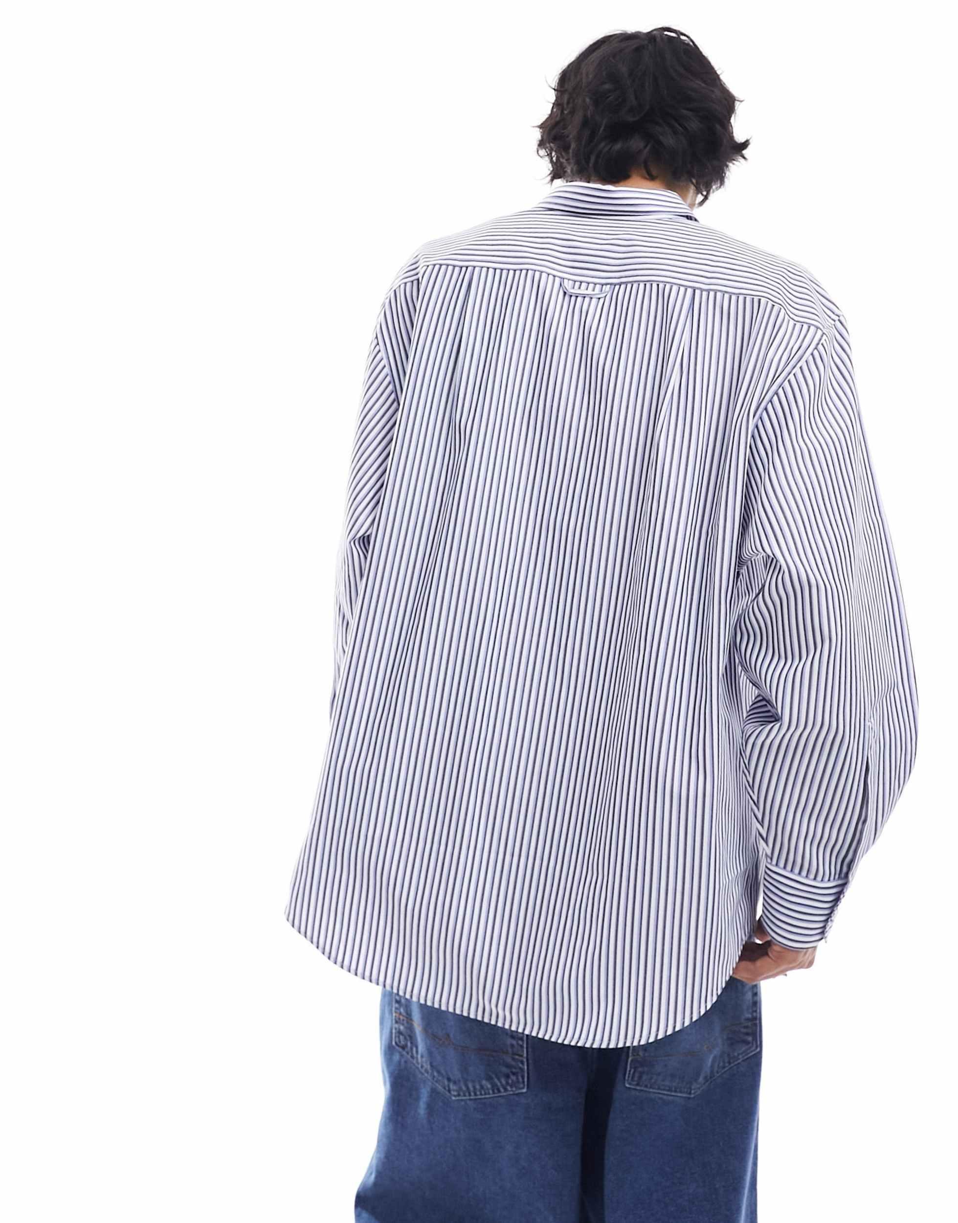 COLLUSION Unisex oversized shirt in white and blue stripe