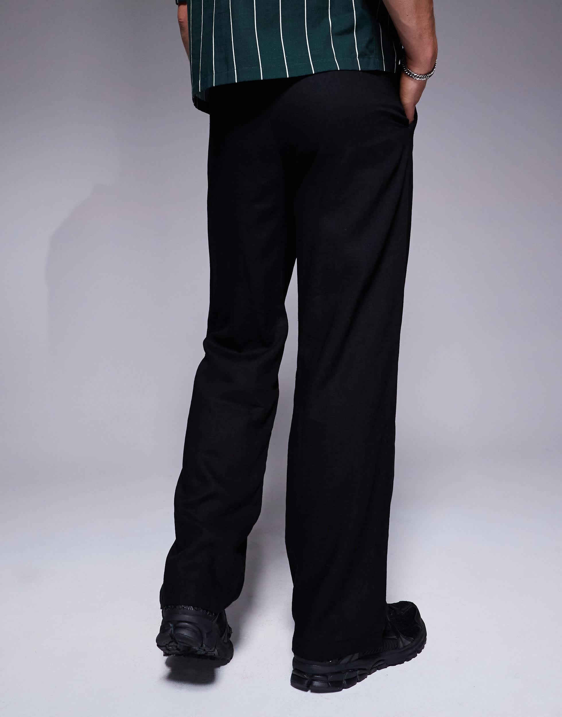 South Beach linen look beach pants in black - part of a set