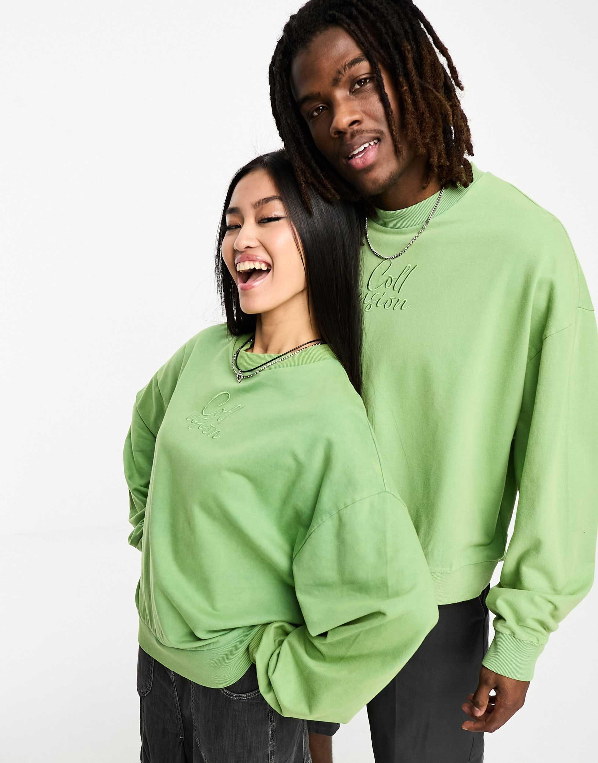 COLLUSION unisex oversized sweatshirt in green