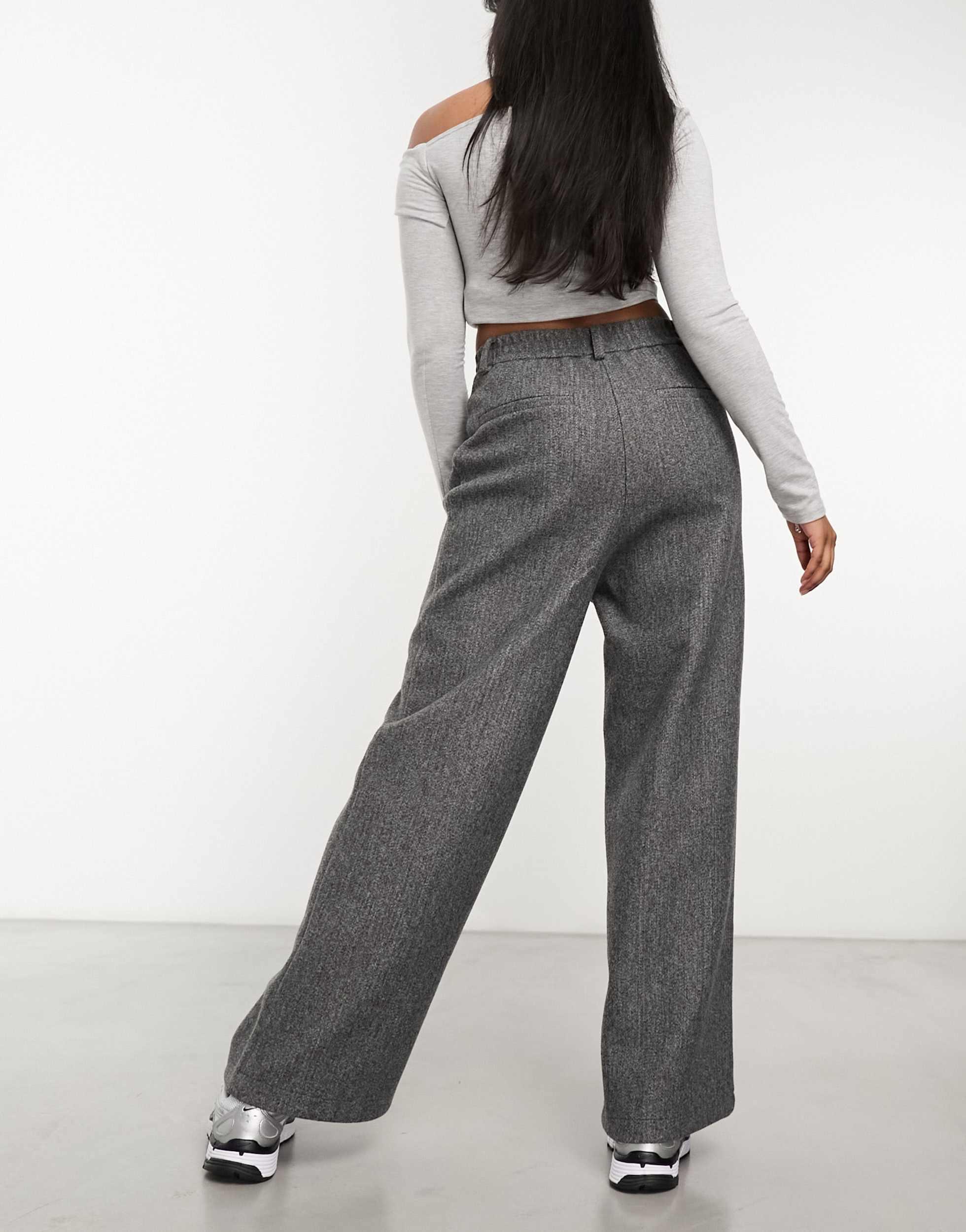 COLLUSION wide leg baggy tailored pants in gray