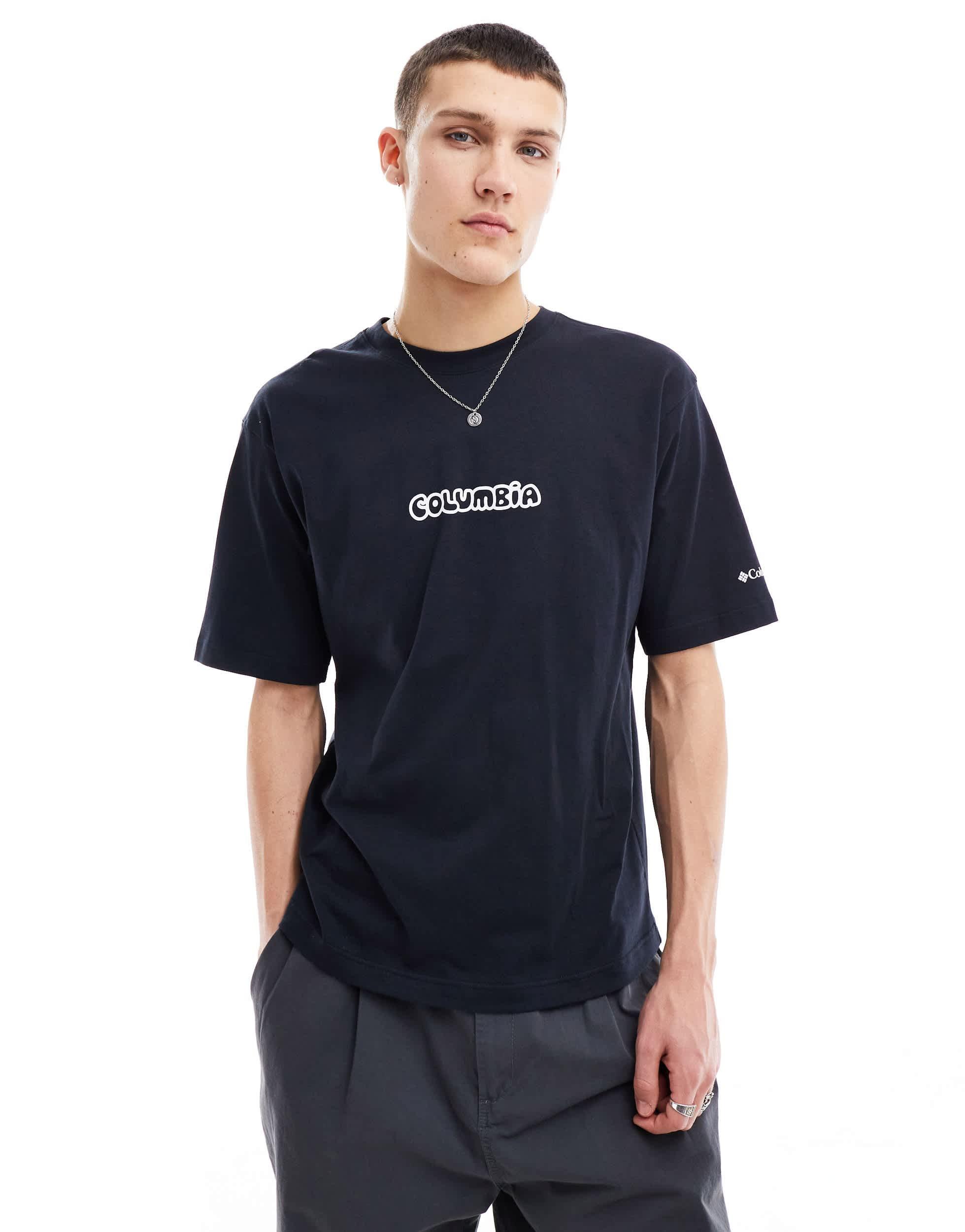 Columbia Hike Happiness II back print t-shirt in black Exclusive at ASOS