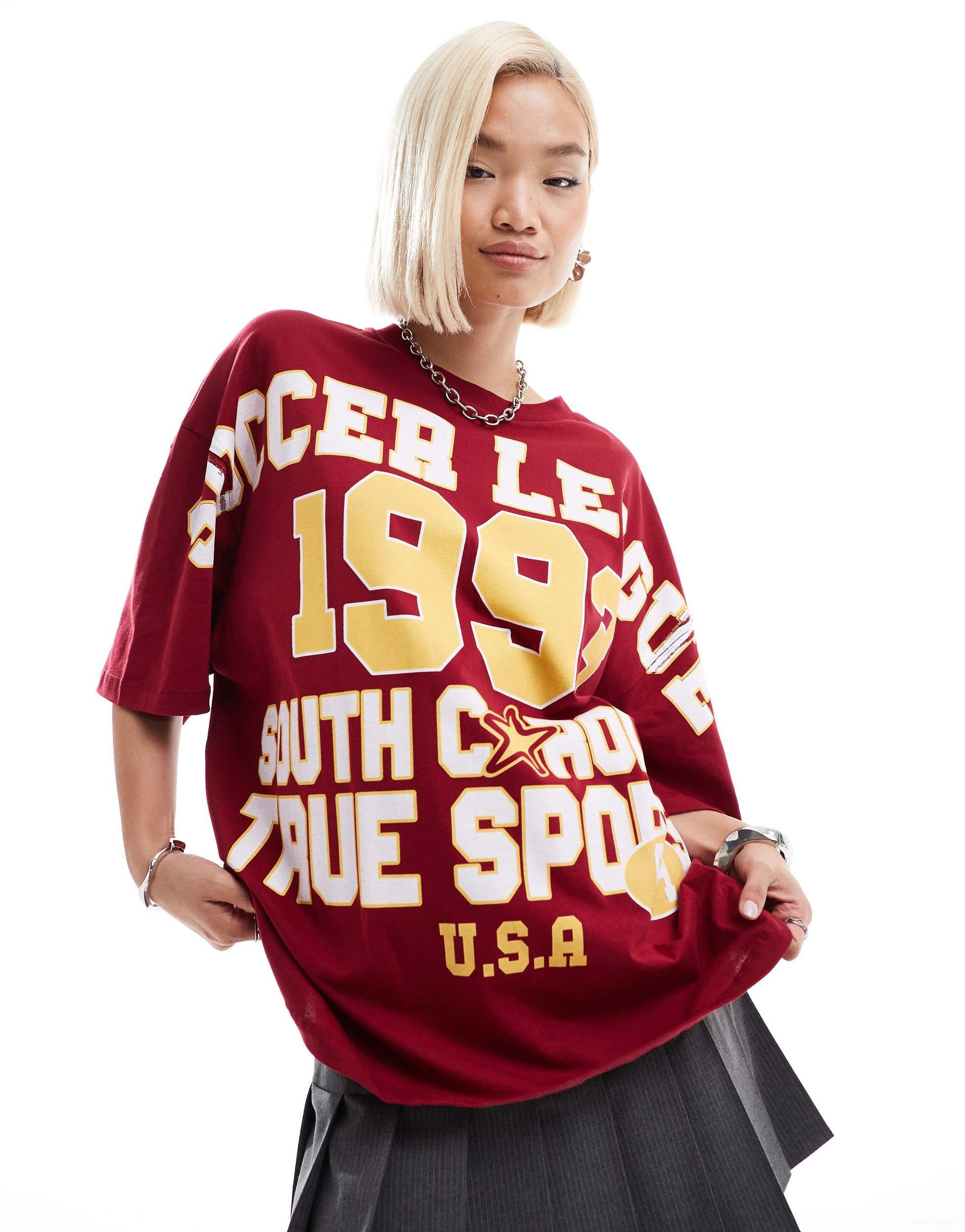 COLLUSION oversized t-shirt with soccer league 93 graphic