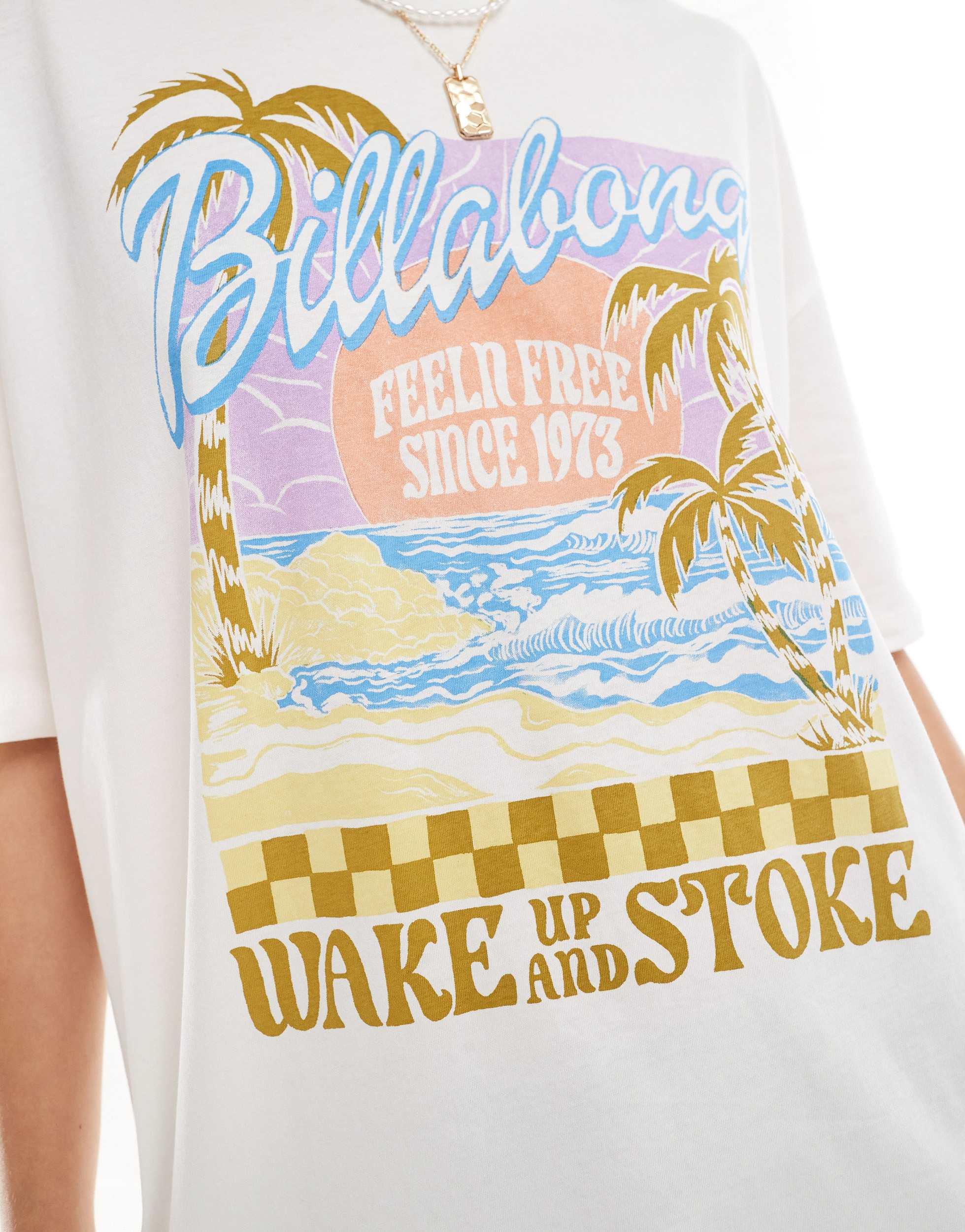 Billabong Wake Up And Stoke T-shirt in cream