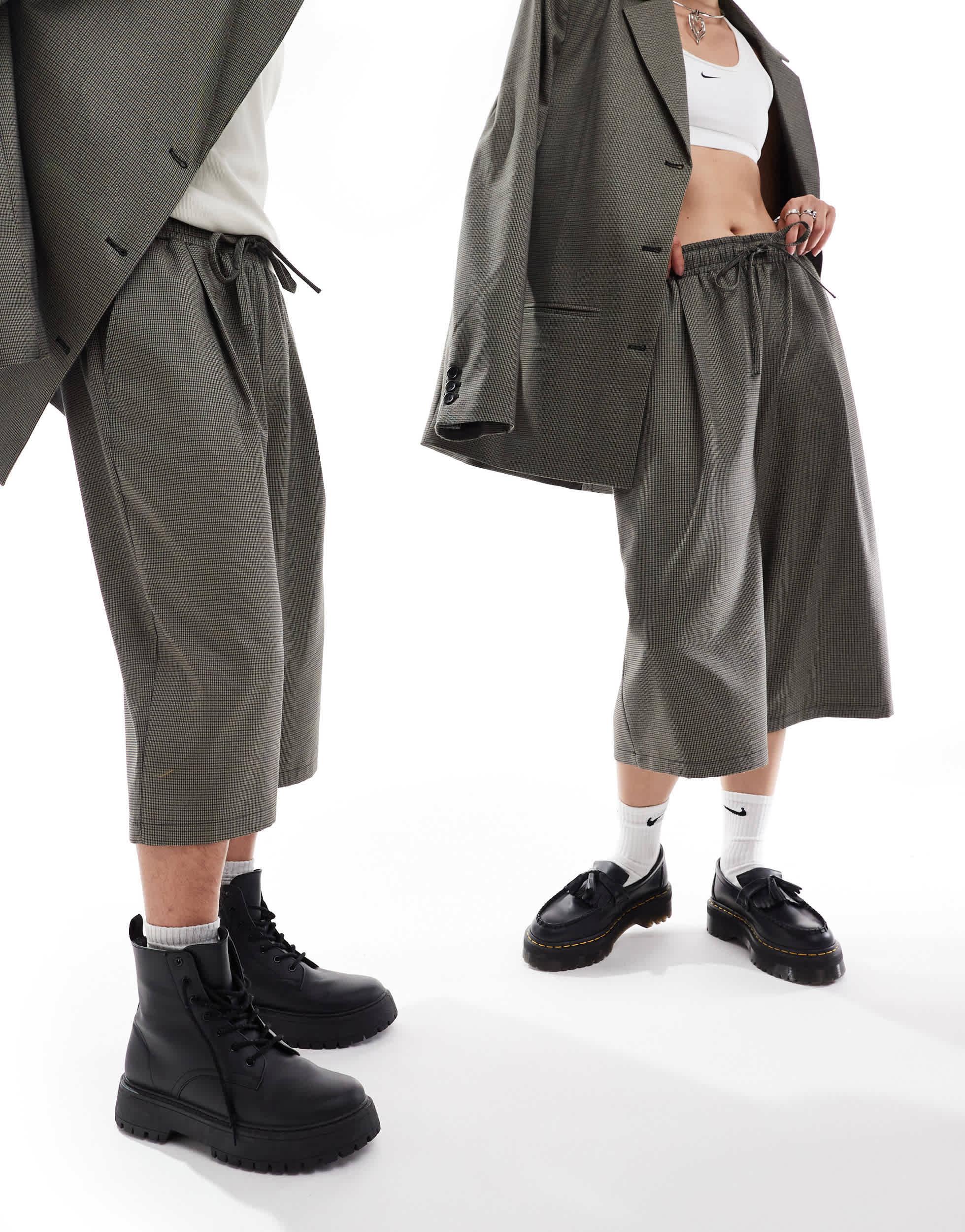 COLLUSION Unisex pull on relaxed suit sweatpants in check - part of a set