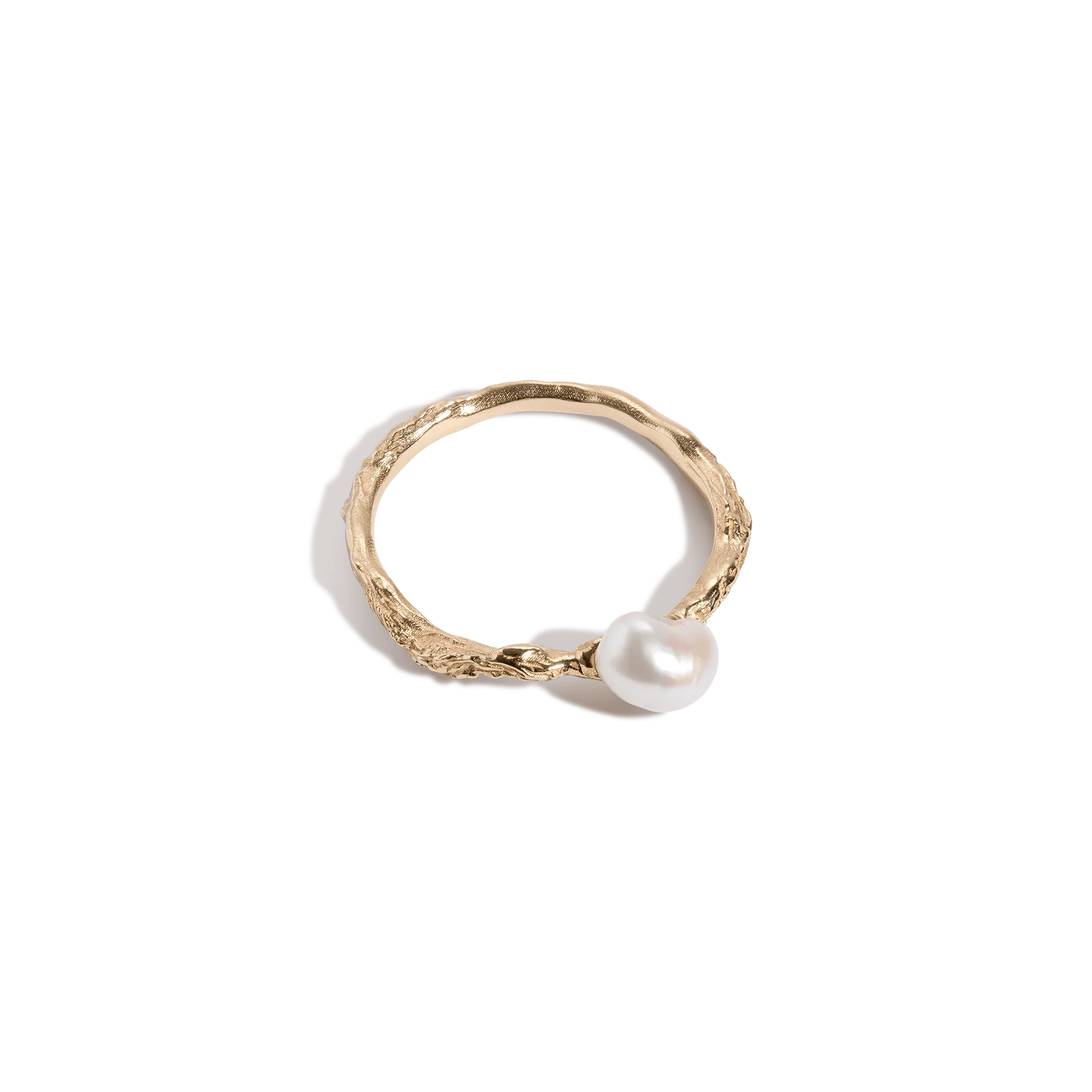 AURATE X KERRY: Venus Organic Pearl Gold Ring